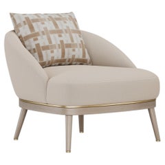 Zephyr Armchair by Elbra Home: Beige Fabric & Wood, Mid-Century Modern