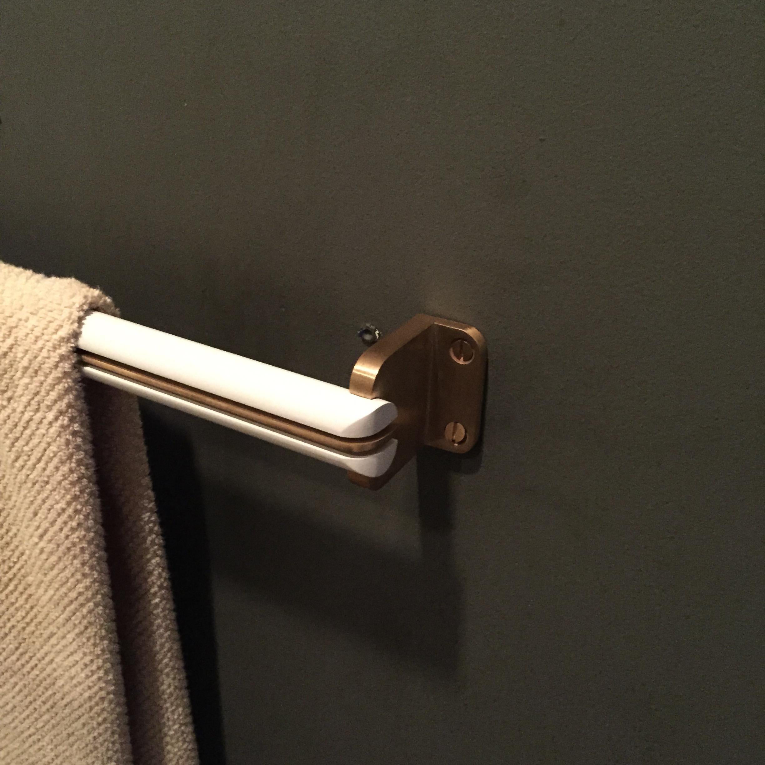 Inspired by the fittings of century-old ocean liners, the Zephyr Pull gives a nod to vintage glamour. Usable as a door pull or a towel bar.

Metal finishes: Antique bronze, oil-rubbed bronze, satin nickel, satin brass, polished brass, or