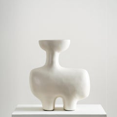 Zephyr Sculpture Vase, Handmade Organic Shape in Cream Off White