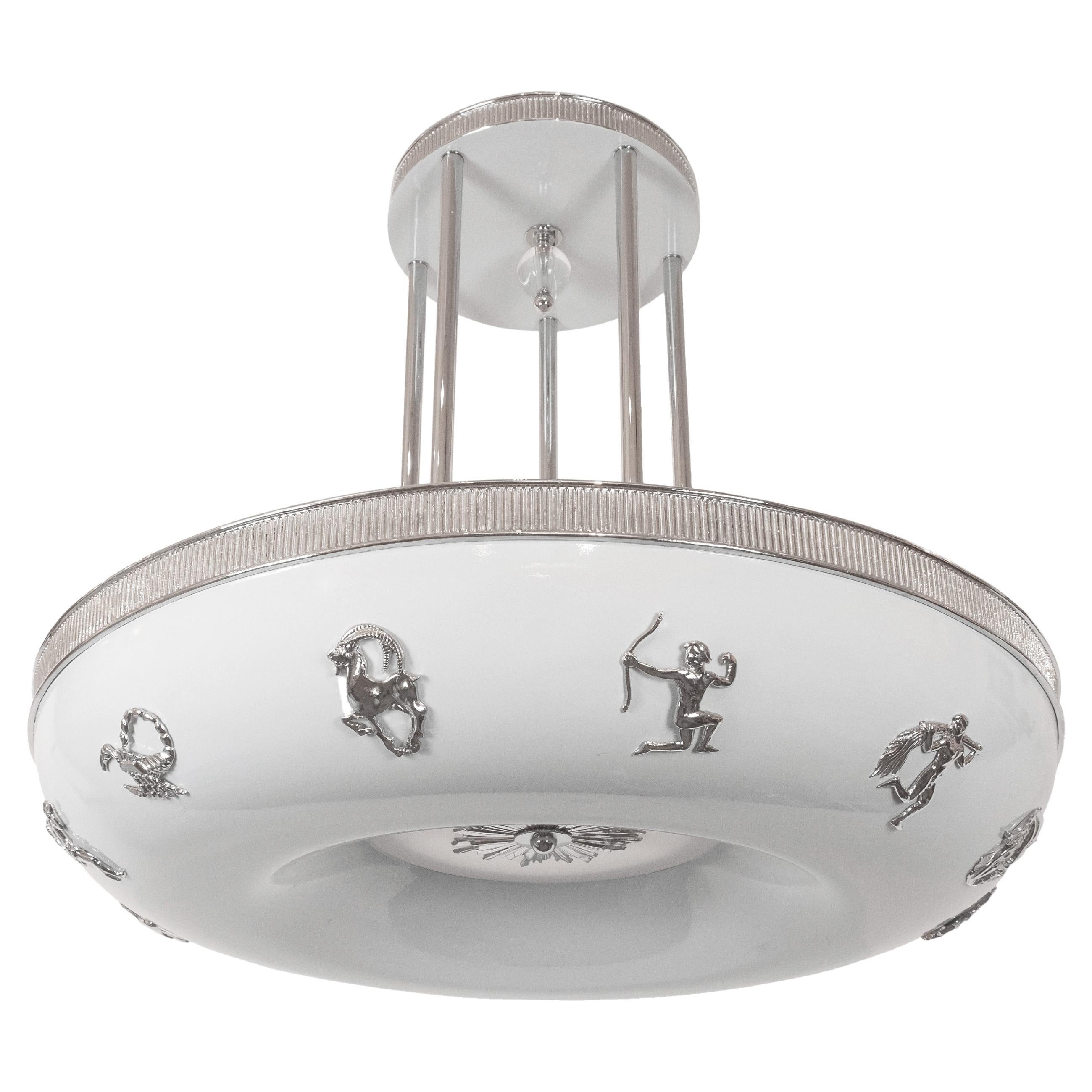 Lampadario Zephyr Zodiac con dettagli in nichel di David Duncan Studio in vendita