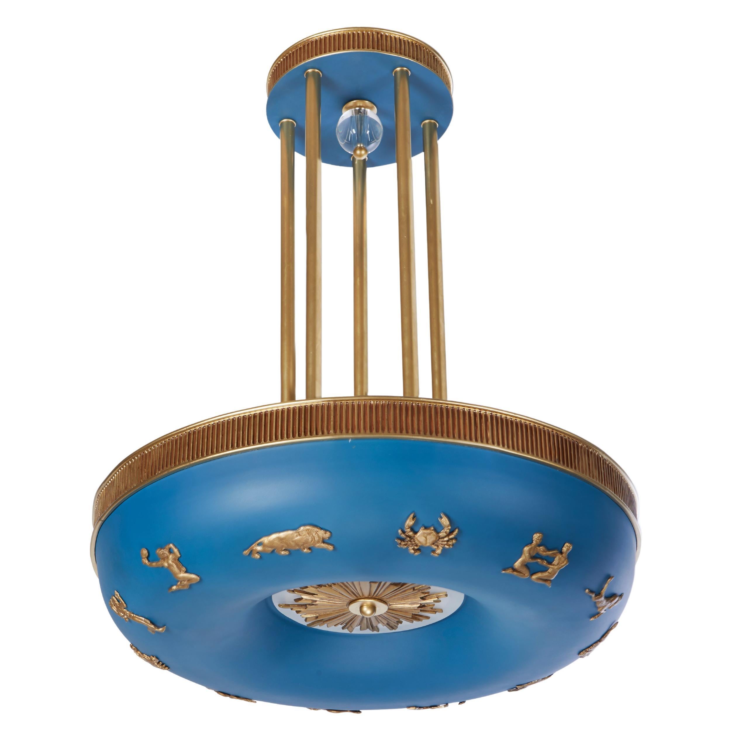 Zephyr Zodiac Light in Blue Danube by David Duncan Studio For Sale