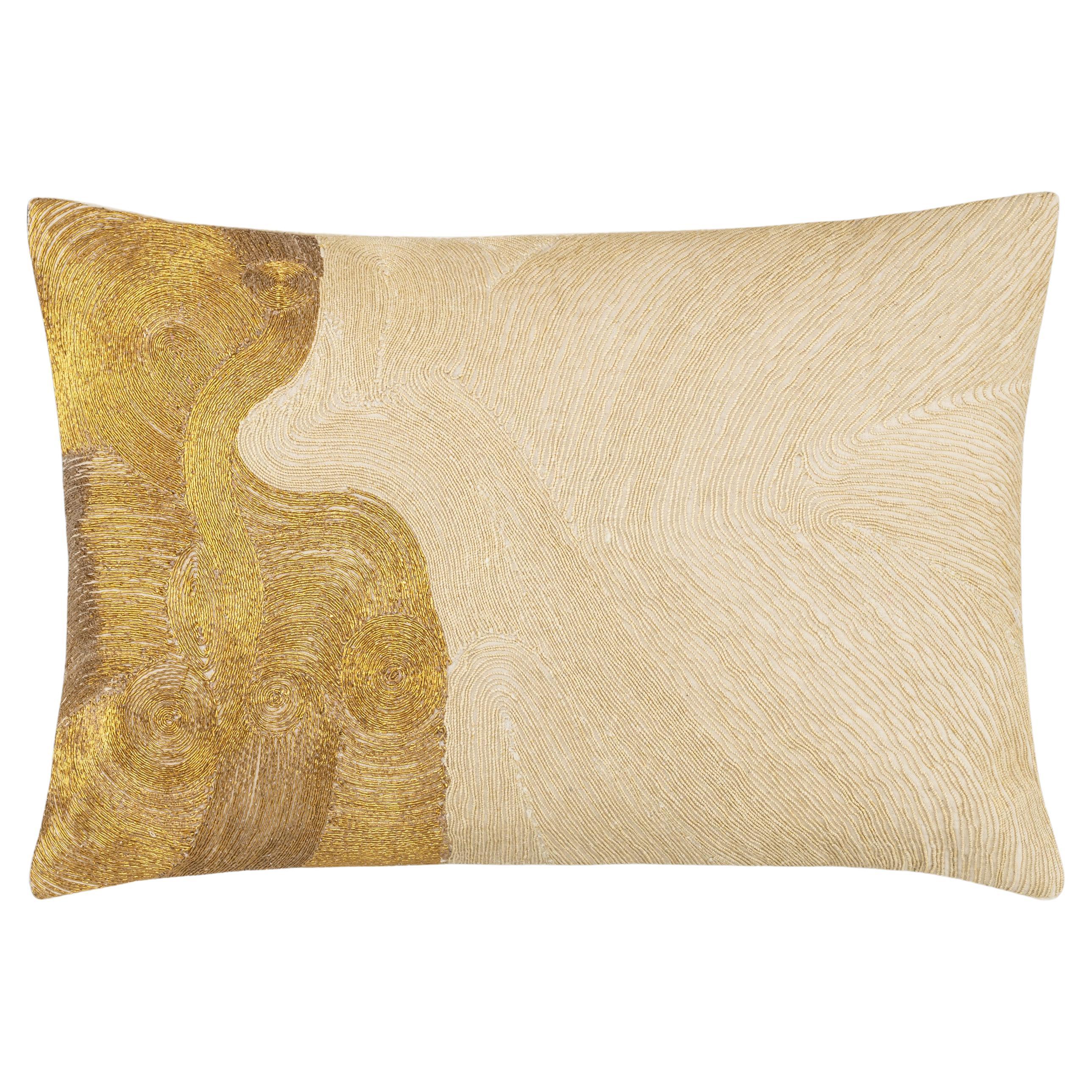 Zer Lumbar Pillow, Ivory and Gold  For Sale