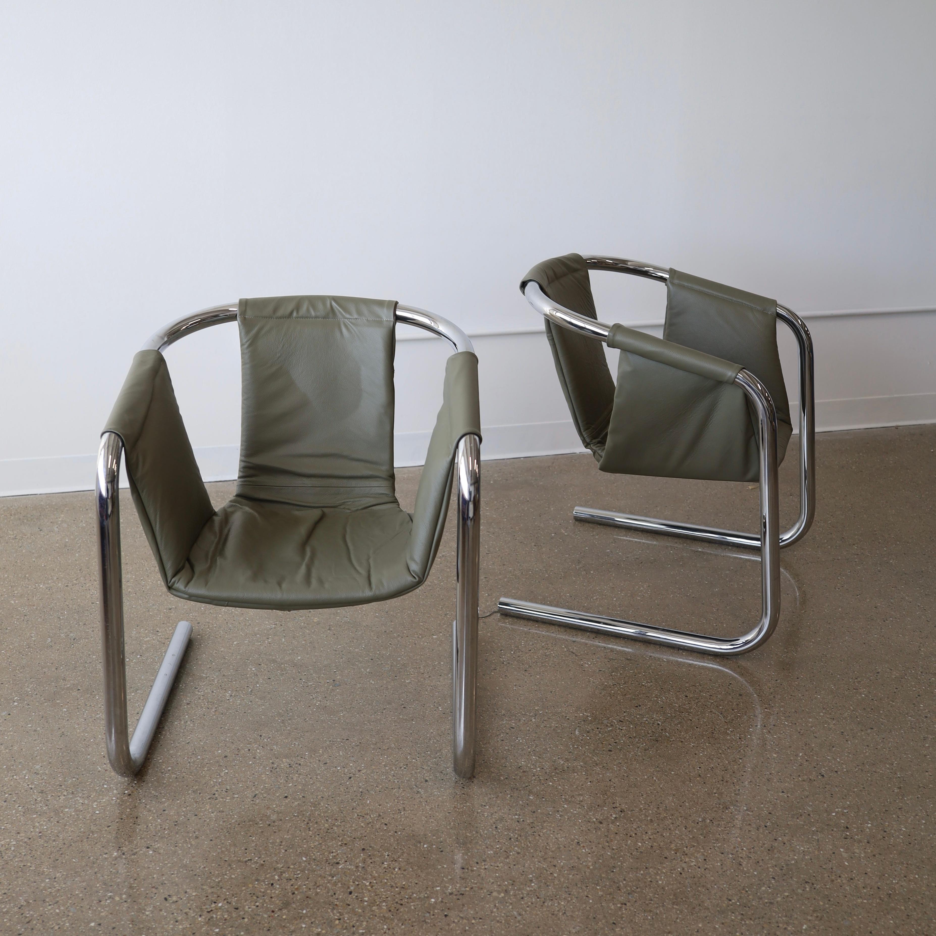c. 1970s, fully reupholstered in green leather - excellent vintage condition