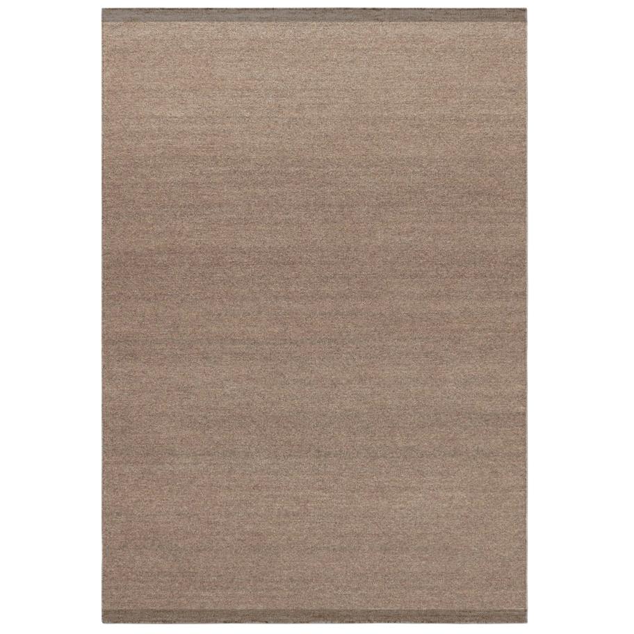 Zero Brown Handwoven Wool Rug For Sale