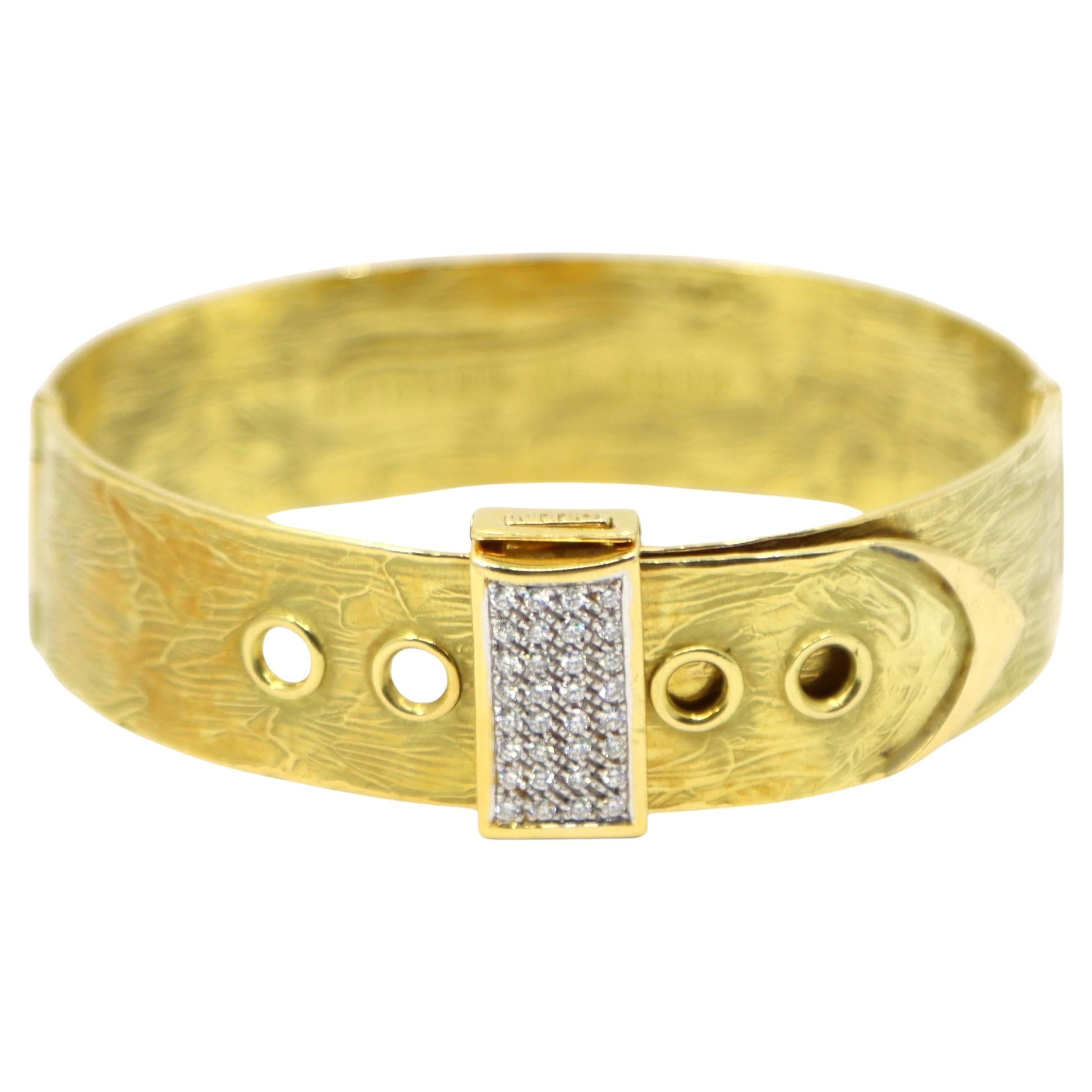 Zero by Torrini 18K Gold & Diamond Belt Form Bracelet