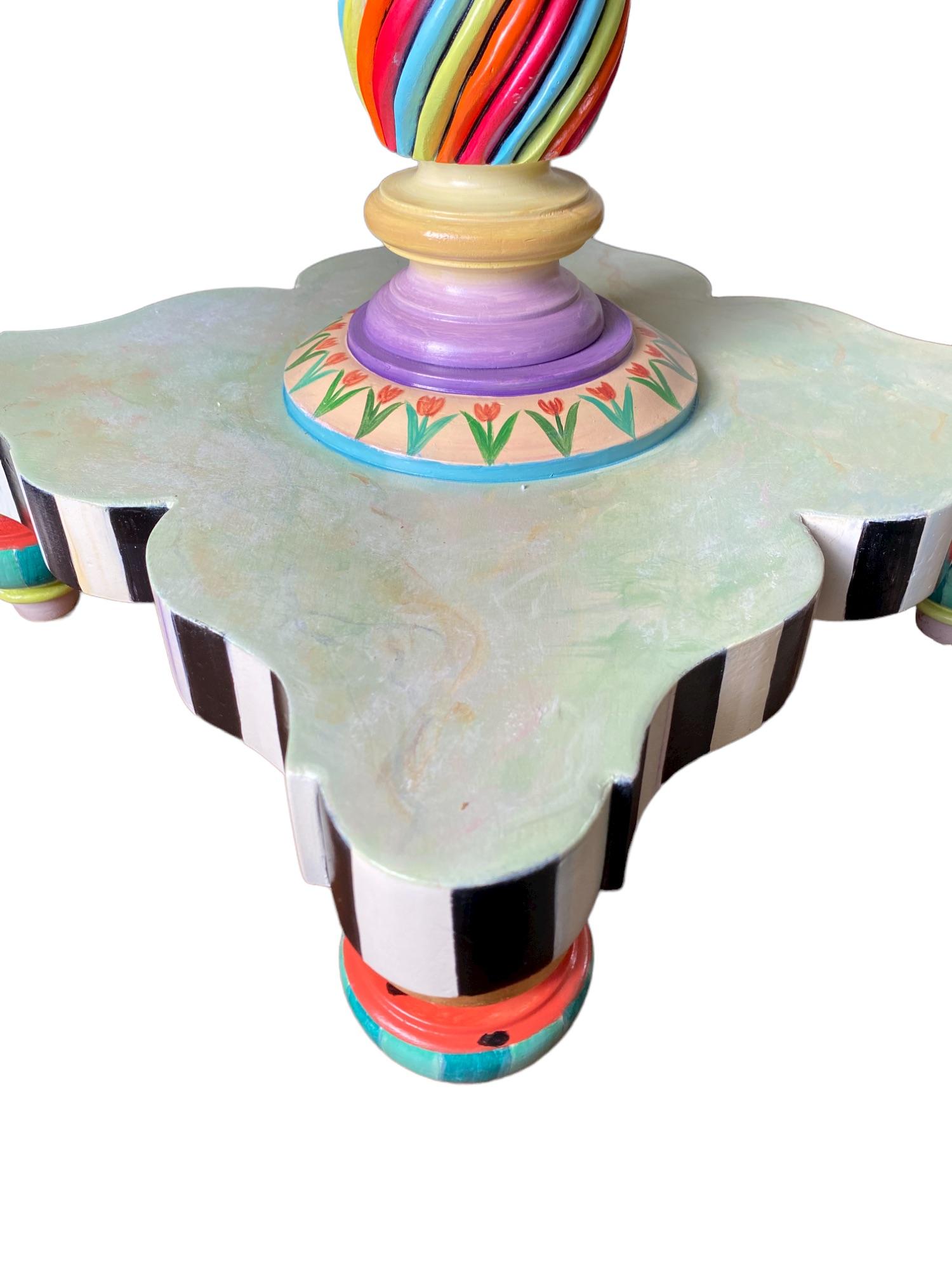 Gold Leaf Zero Calorie Donut Octagon Pedestal Table in the Style of MacKenzie-Childs