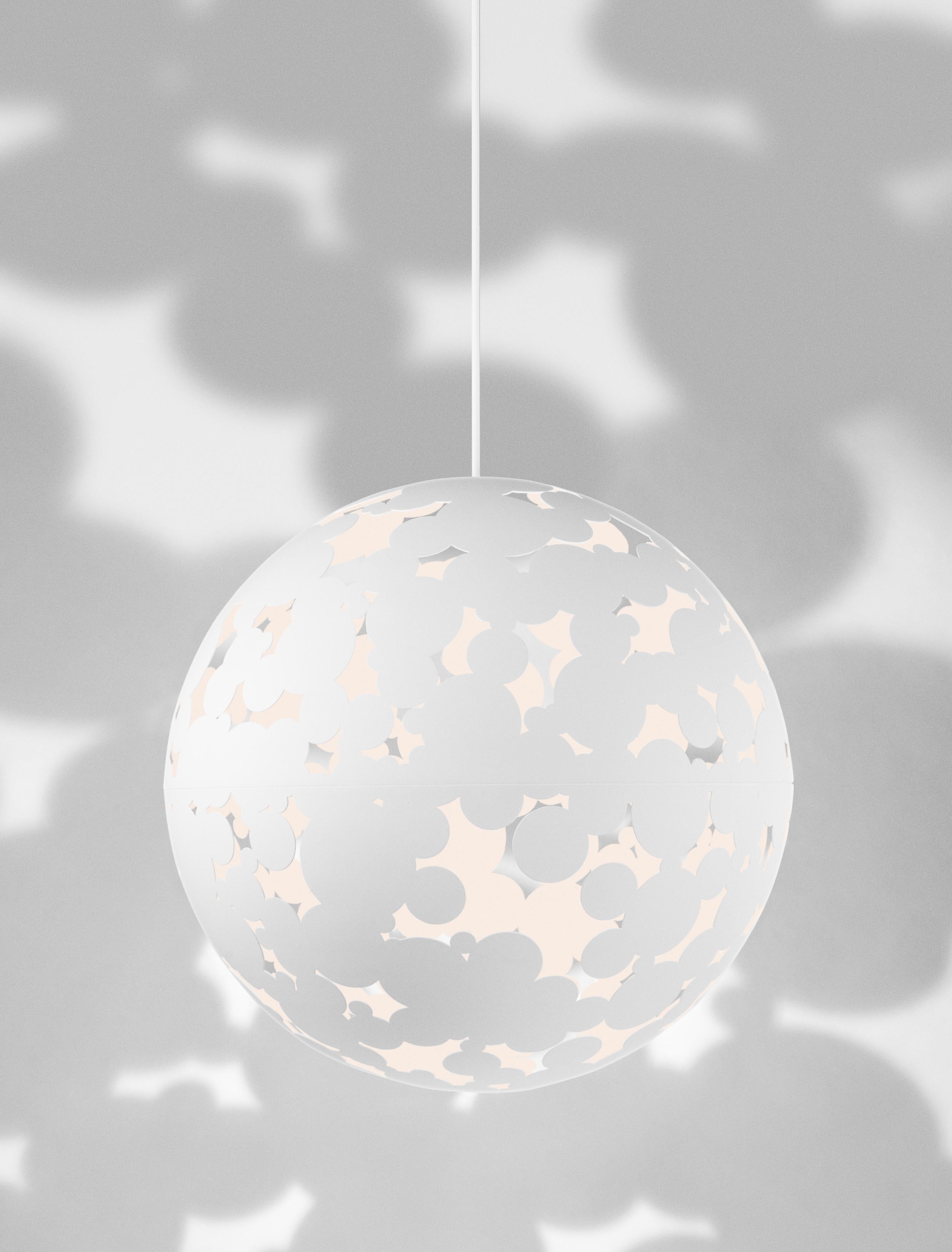 The Camouflage 500 pendant creates luminous patterns of light through its playful laser cut aluminum shade. A Front Design original manufactured in Sweden, it comes in palest white and other colors upon request.

Environment: Indoor
Shade: