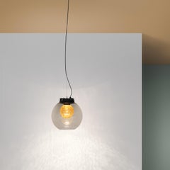 Zero City Globe Pendant in Gray & Cognac Glass by Thomas Bernstrand