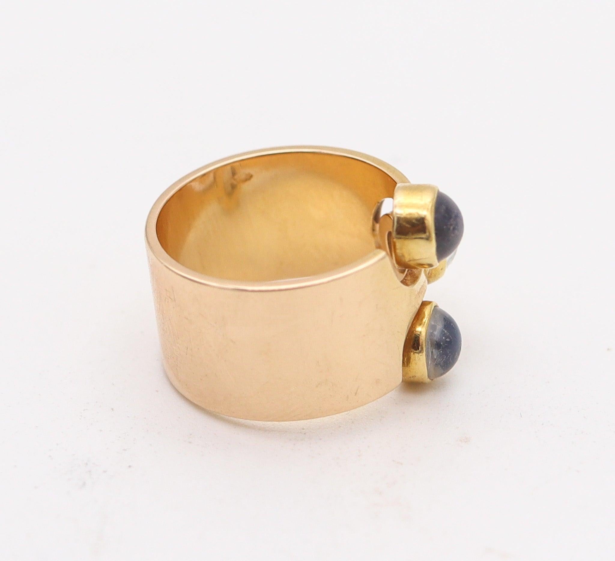 Donna ZERO-GROUP Anello scultoreo modernista olandese del 1970 in oro 14Kt con pietre di luna in vendita
