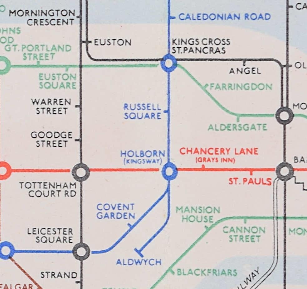 1938 No 2 London Underground Pocket Map 'Zero' Hans Schleger d'après Harry Beck - Print de Zero Hans Schleger