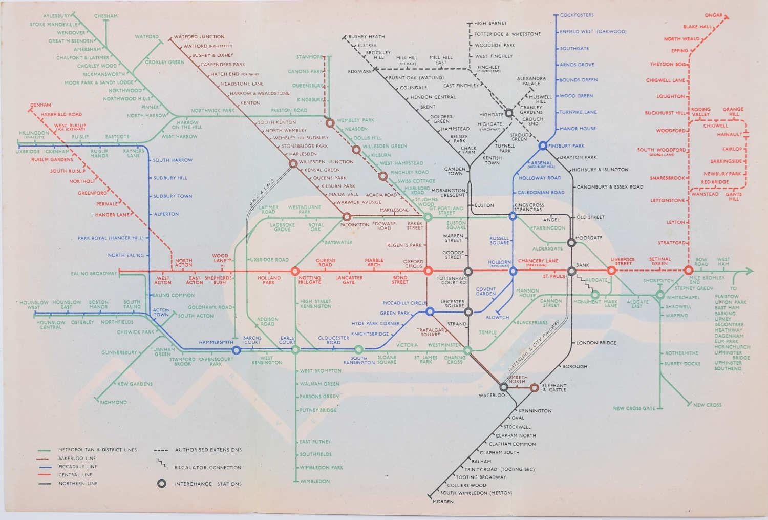 Print Zero Hans Schleger - 1938 No 2 London Underground Pocket Map 'Zero' Hans Schleger d'après Harry Beck