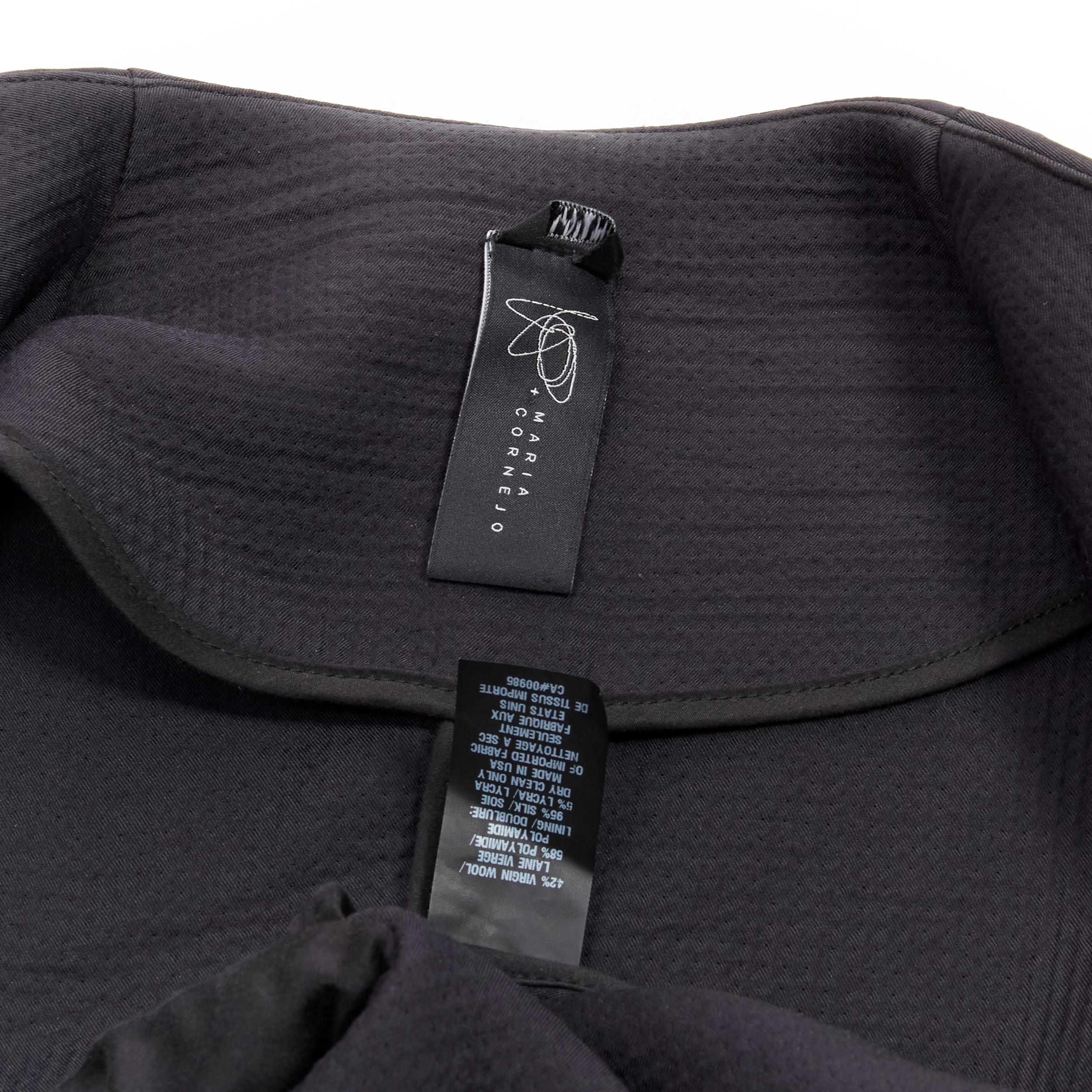 Veste ZERO MARIA CORNEJO à col en laine noire découpée taille US 2 S en vente 6