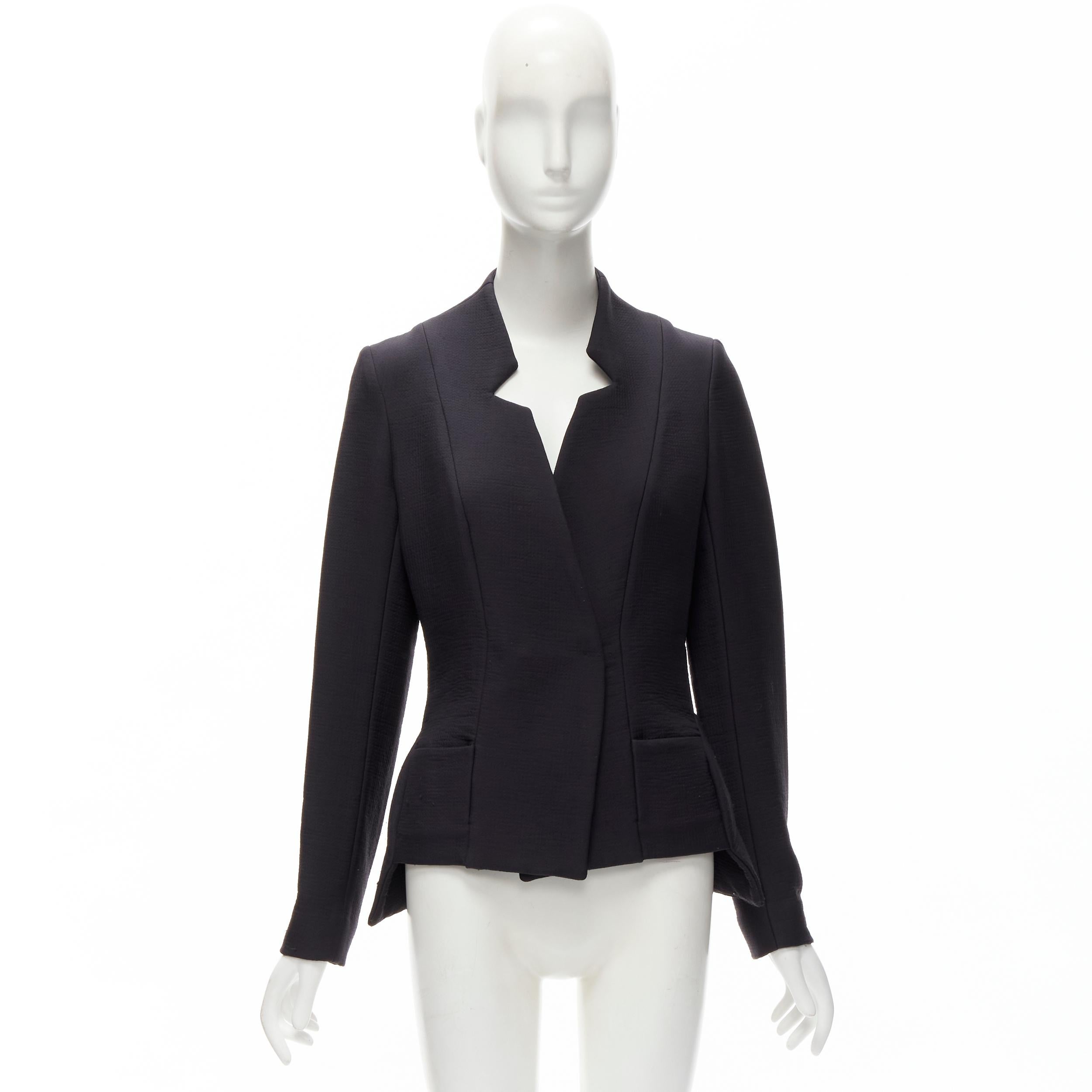 ZERO MARIA CORNEJO black wool scuba cutout collar jacket US2 S For Sale 7