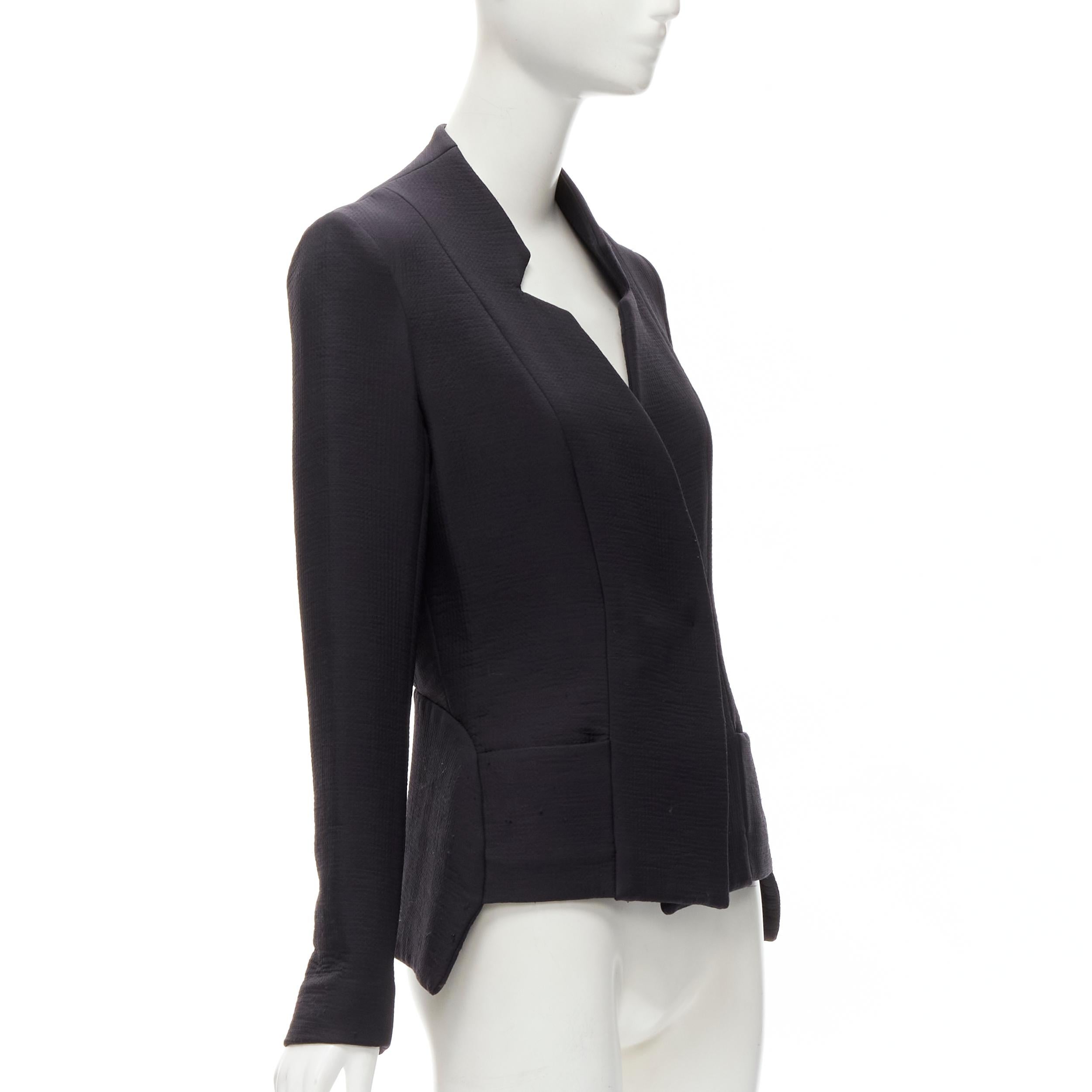 ZERO MARIA CORNEJO black wool scuba cutout collar jacket US2 S In Good Condition For Sale In Hong Kong, NT