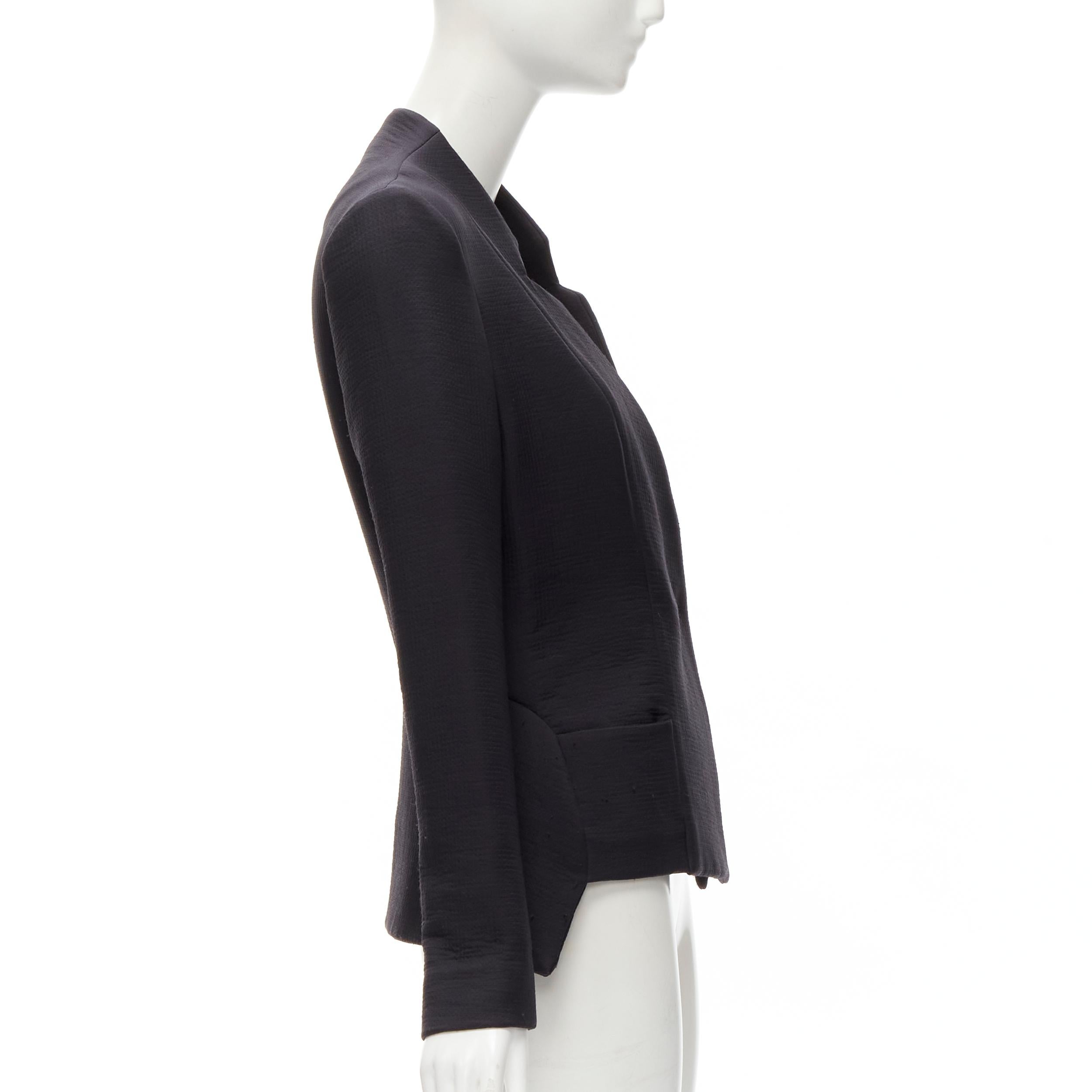 Women's ZERO MARIA CORNEJO black wool scuba cutout collar jacket US2 S For Sale