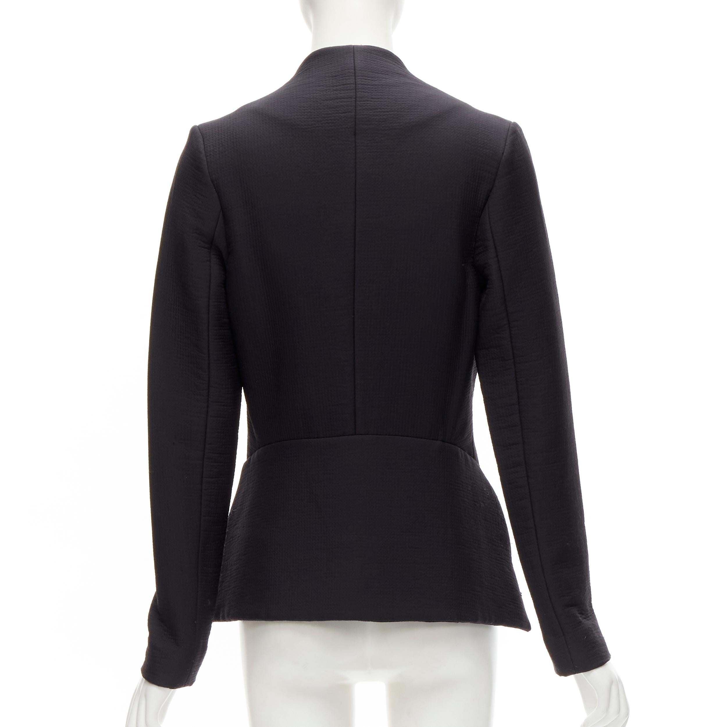 ZERO MARIA CORNEJO black wool scuba cutout collar jacket US2 S For Sale 1