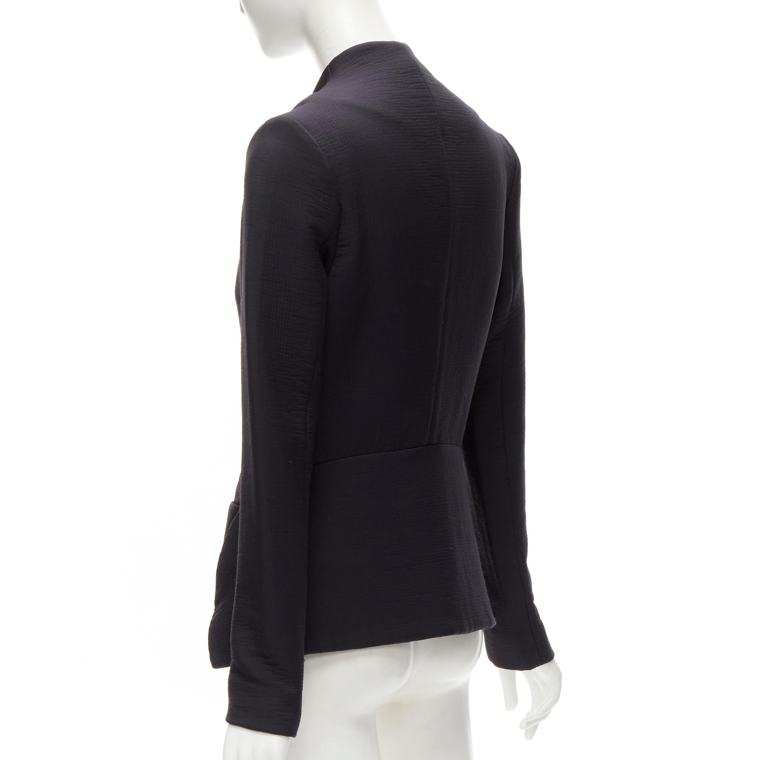 ZERO MARIA CORNEJO black wool scuba cutout collar jacket US2 S For Sale 2