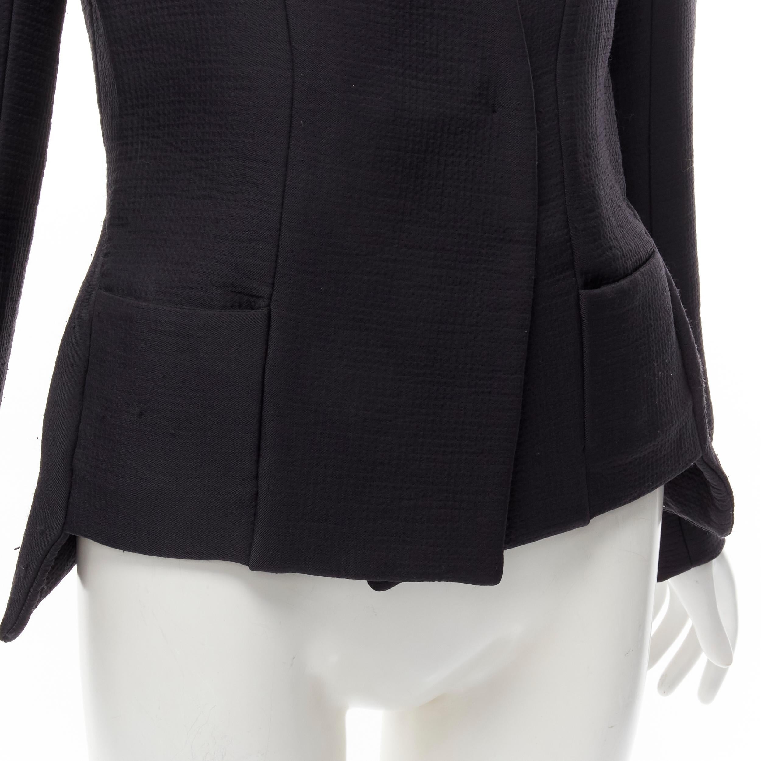 ZERO MARIA CORNEJO black wool scuba cutout collar jacket US2 S For Sale 3