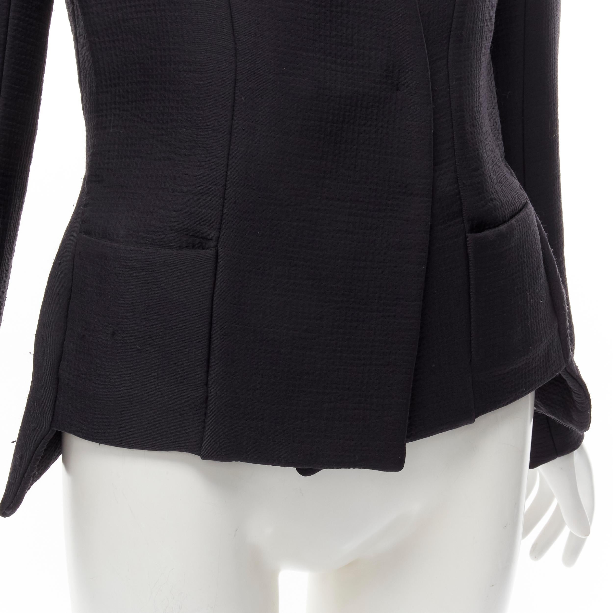 Veste ZERO MARIA CORNEJO à col en laine noire découpée taille US 2 S en vente 3