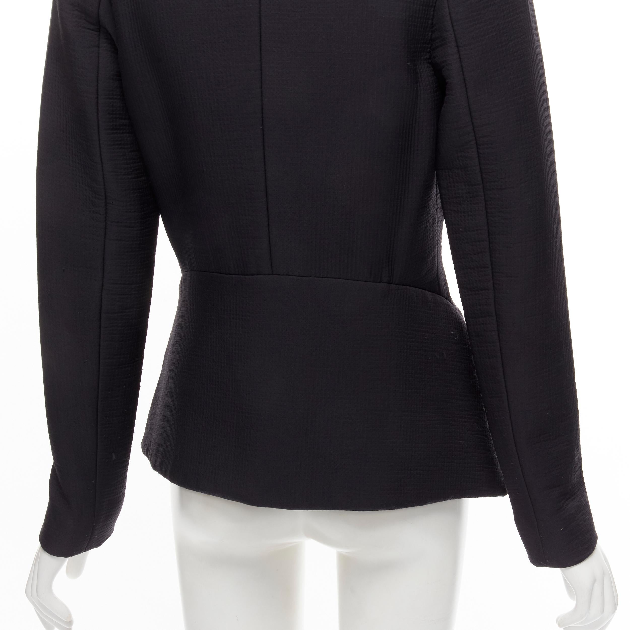 ZERO MARIA CORNEJO black wool scuba cutout collar jacket US2 S For Sale 4