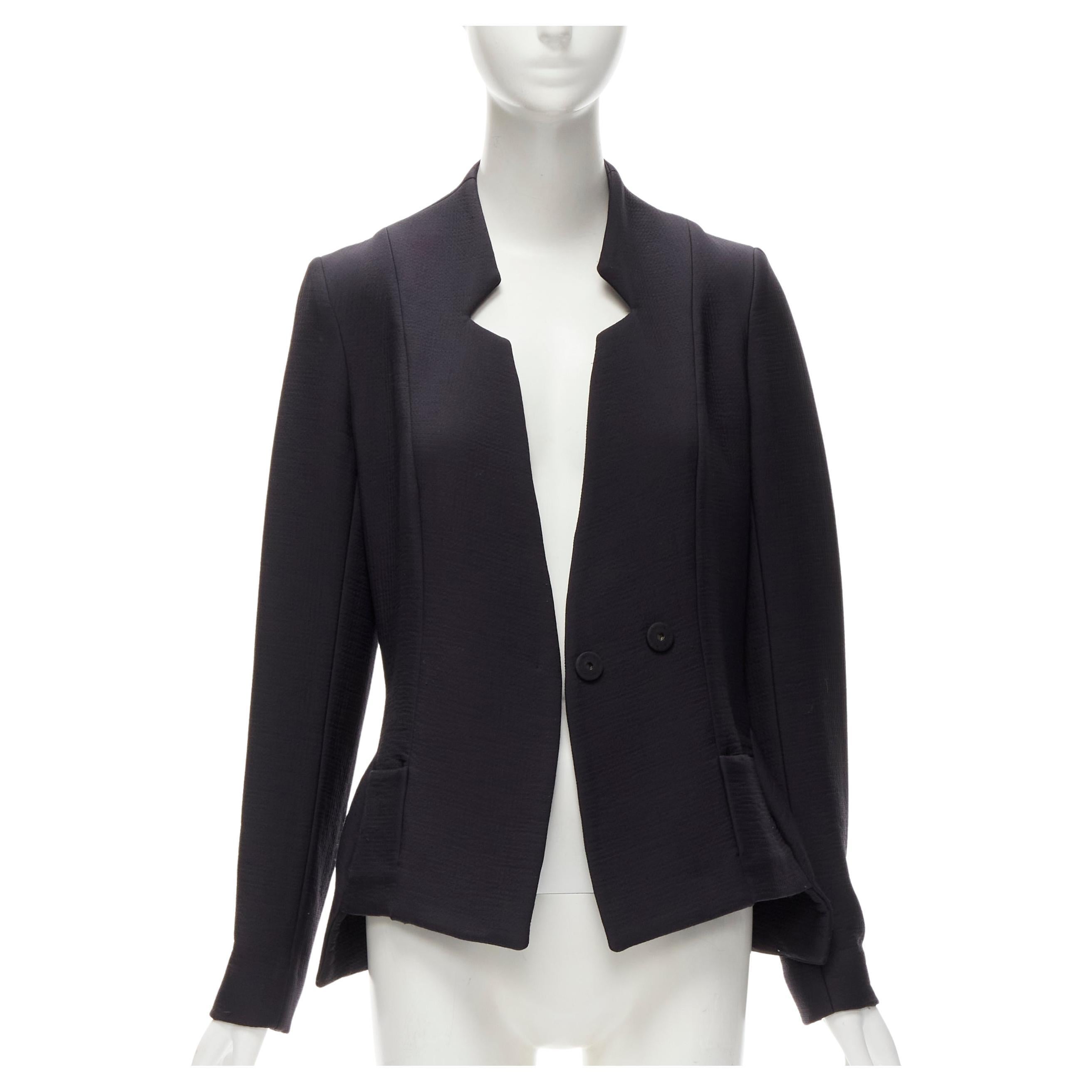 ZERO MARIA CORNEJO black wool scuba cutout collar jacket US2 S For Sale