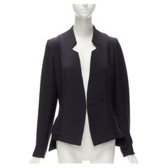 ZERO MARIA CORNEJO black wool scuba cutout collar jacket US2 S