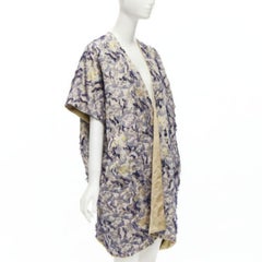 ZERO MARIA CORNEJO blue jacquard gold satin reversible kimono overcoat jacket S