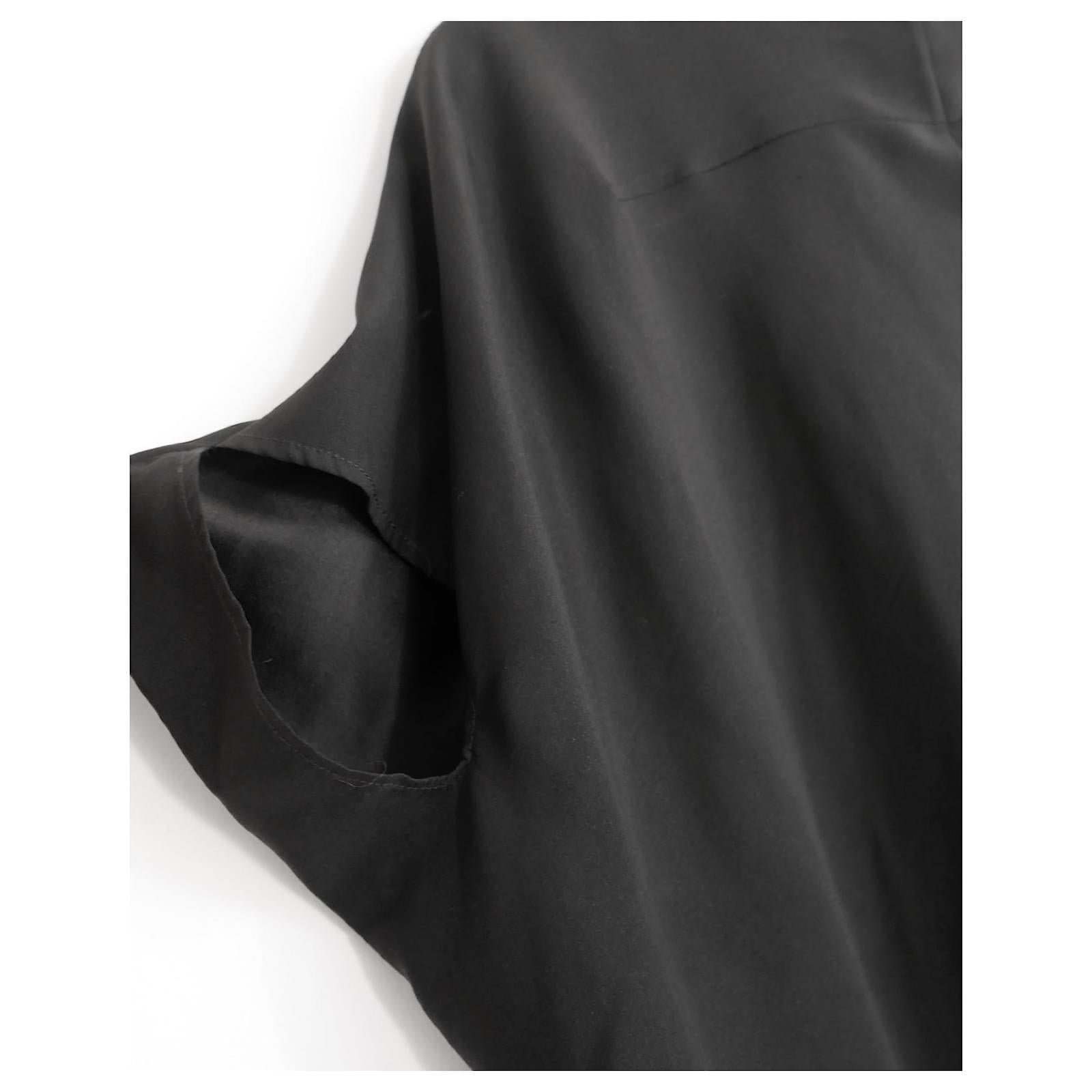 Women's Zero+ Maria Cornejo Mare Black Silk Loose Fit Shirt Blouse For Sale