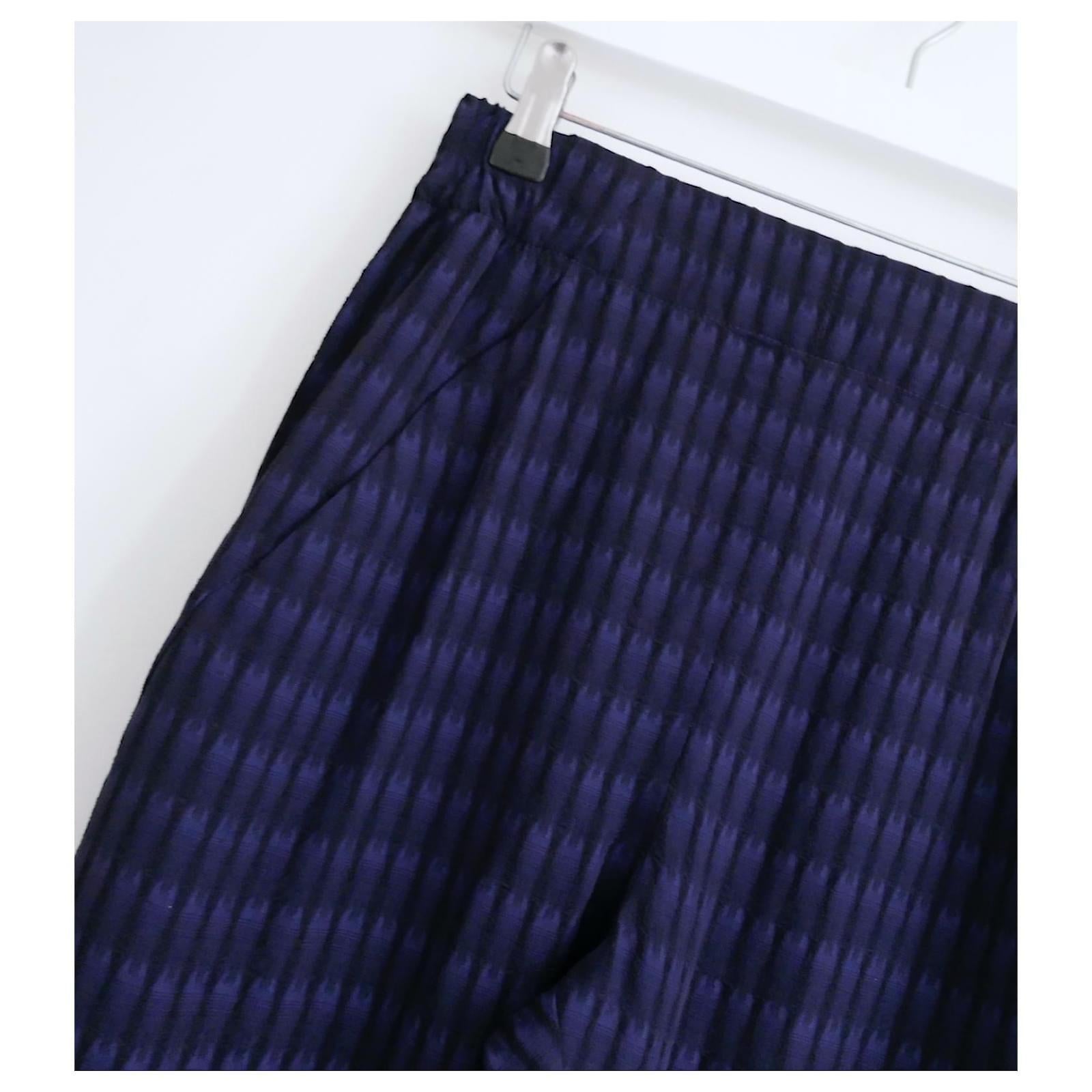 Superbly comfy and cool Zero+ Maria Cornejo loose fit pants. Unworn. 
Made from blue and black graphic weave textured viscose, they have elasticated waist and hem and hip pockets. 
Size US0/UK4 and will fit larger. Measure approx - waist 25-29”,