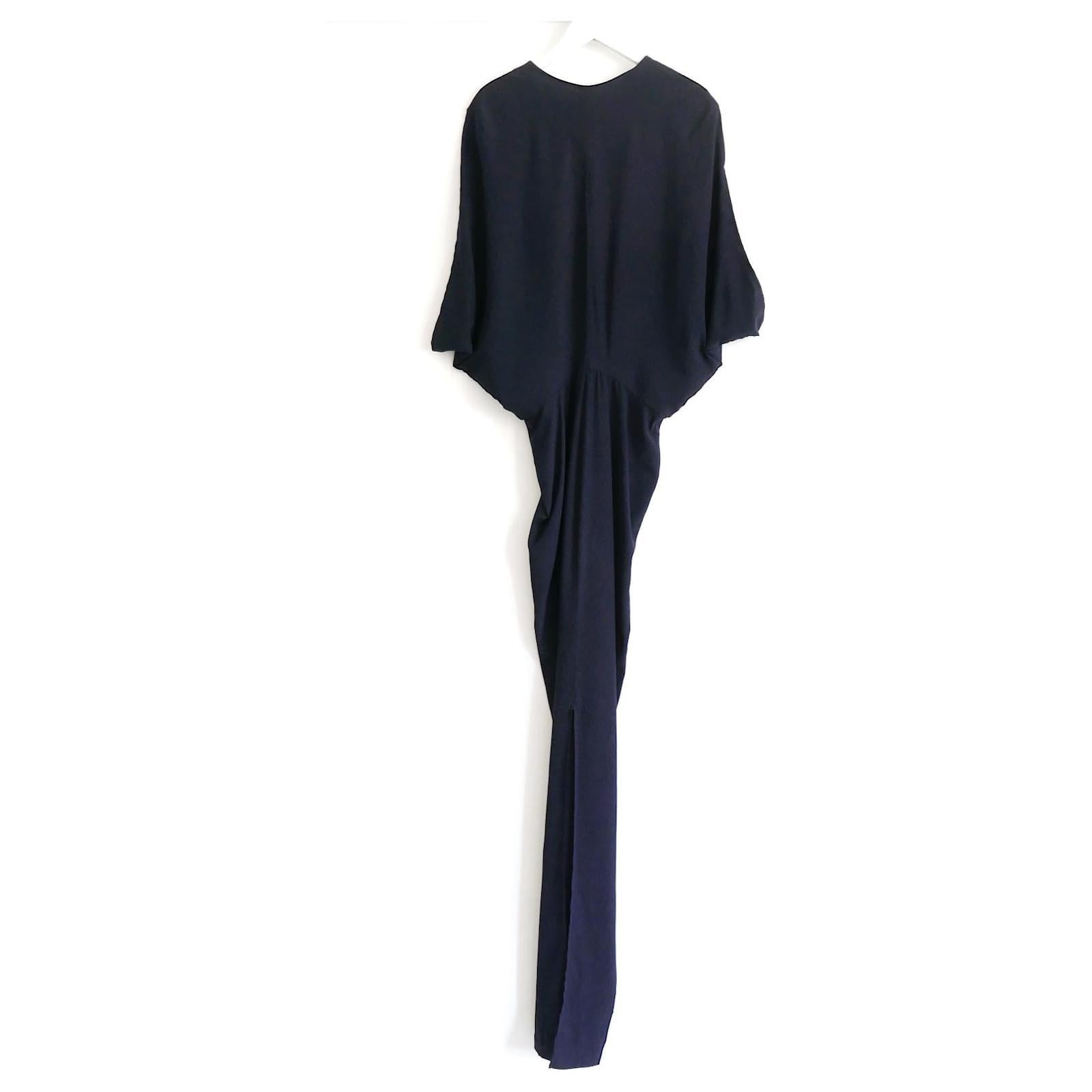 Women's Zero+ Maria Cornejo Reni Navy Silk Gown Maxi Dress For Sale