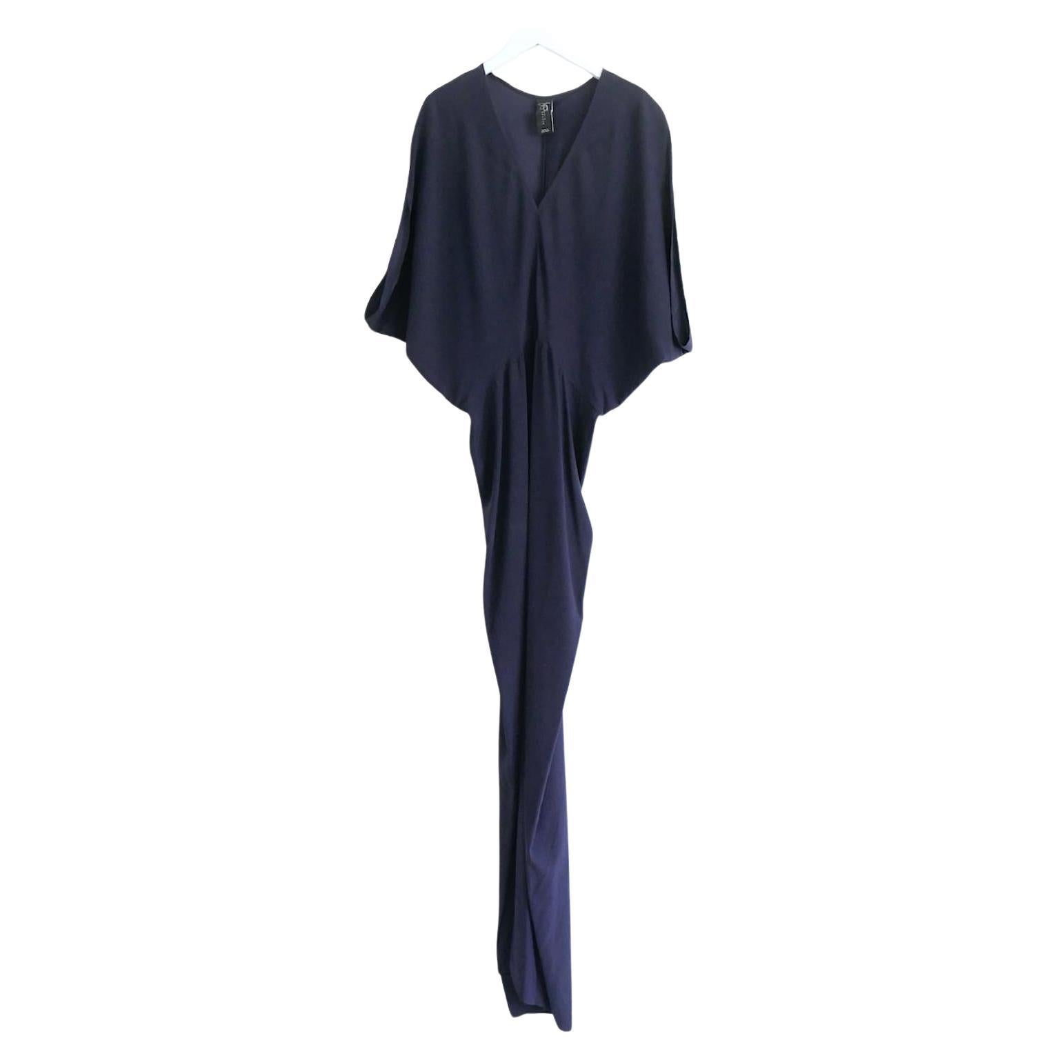 Zero+ Maria Cornejo Reni Navy Silk Gown Maxi Dress For Sale