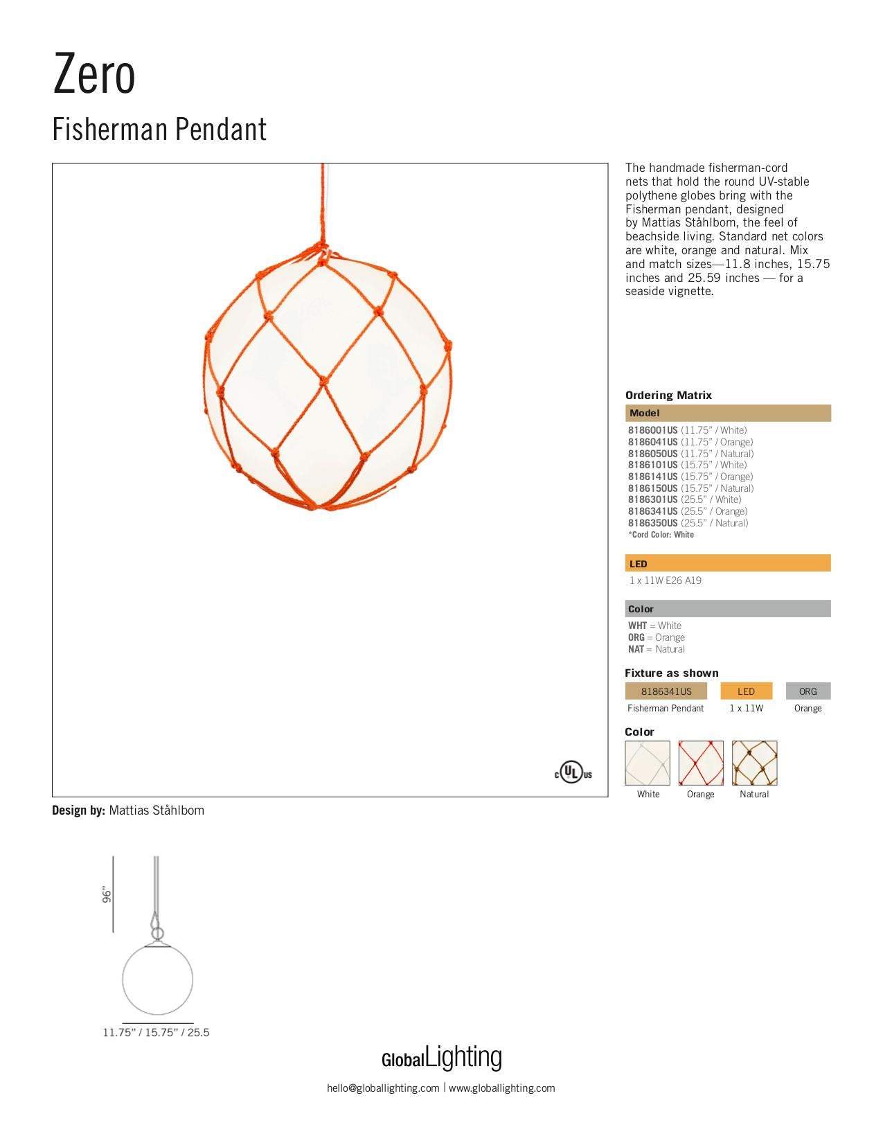 Zero Medium Fisherman Pendant in Orange by Mattias Ståhlbom (Kunststoff) im Angebot
