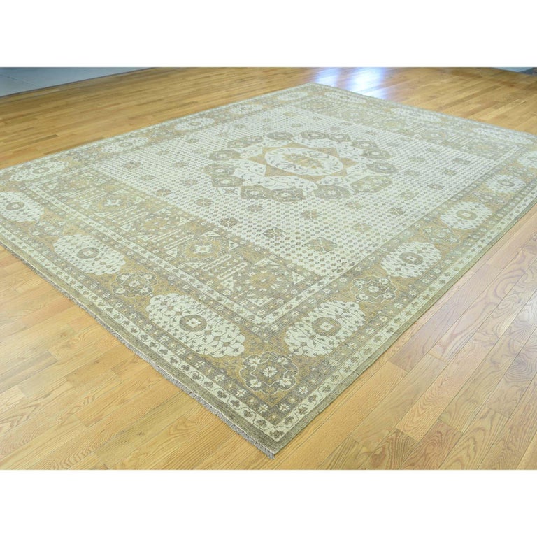 Zero Pile Hand Knotted Egyptian Mamluk Pure Wool Oriental Rug For Sale