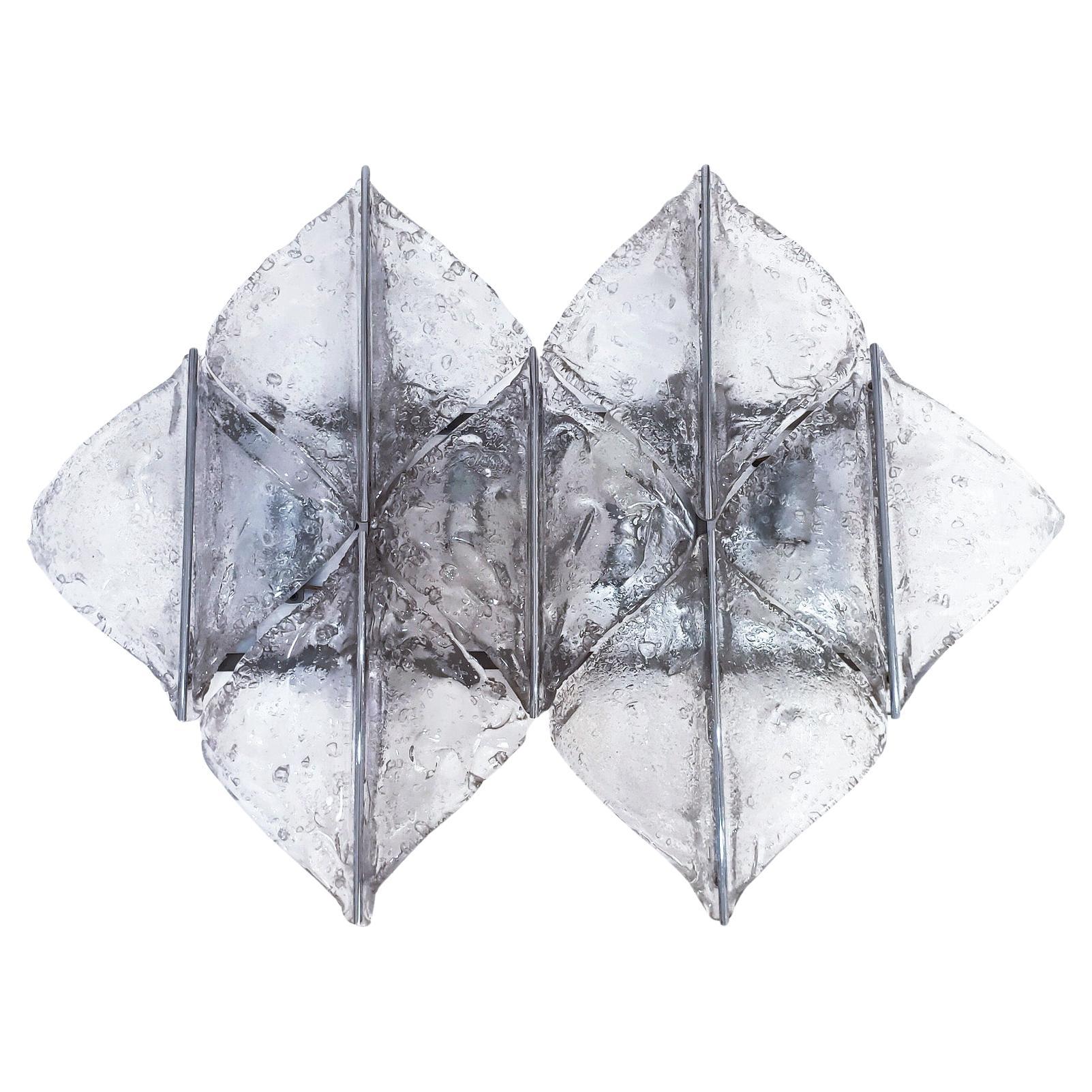 Zero Quattro, Milán. Enorme candelabro brutalista de cristal buble de Murano, Italia, años 70 en venta