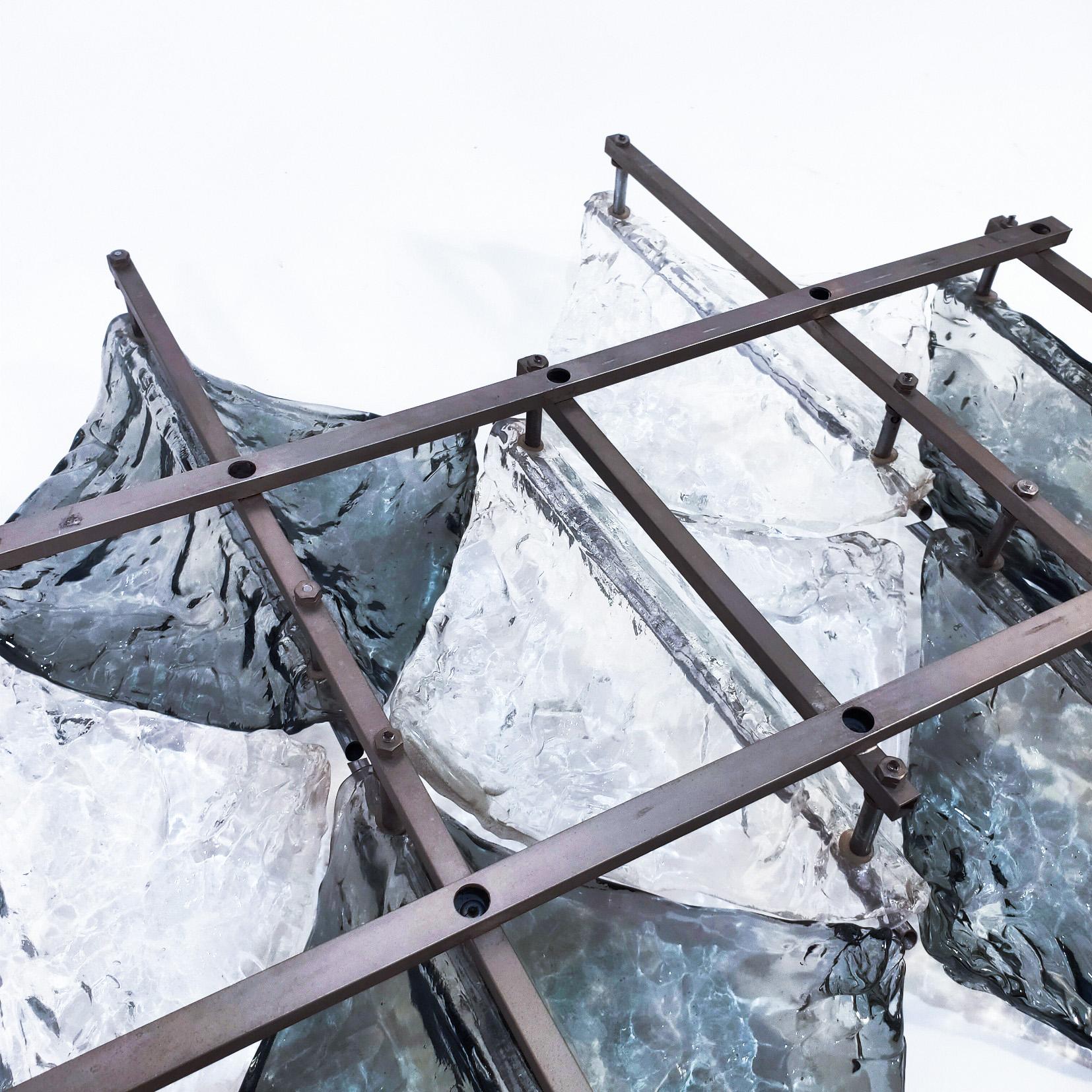 Zero Quattro, Milán. Enorme candelabro brutalista de cristal de Murano, Italia, años 70 en venta 4