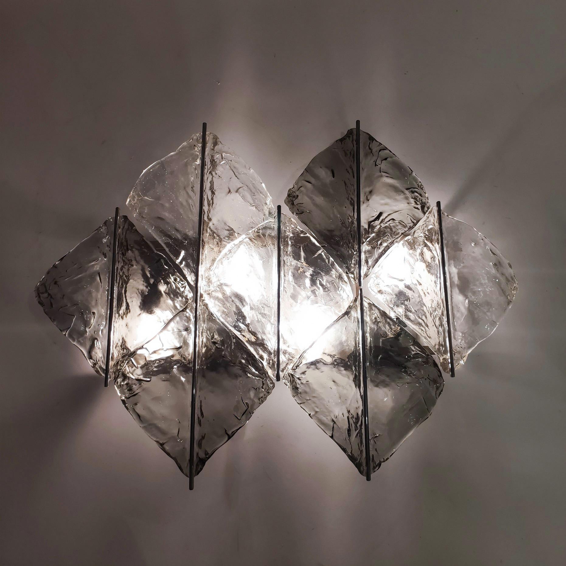 Zero Quattro, Milán. Enorme candelabro brutalista de cristal de Murano, Italia, años 70 Brutalista en venta
