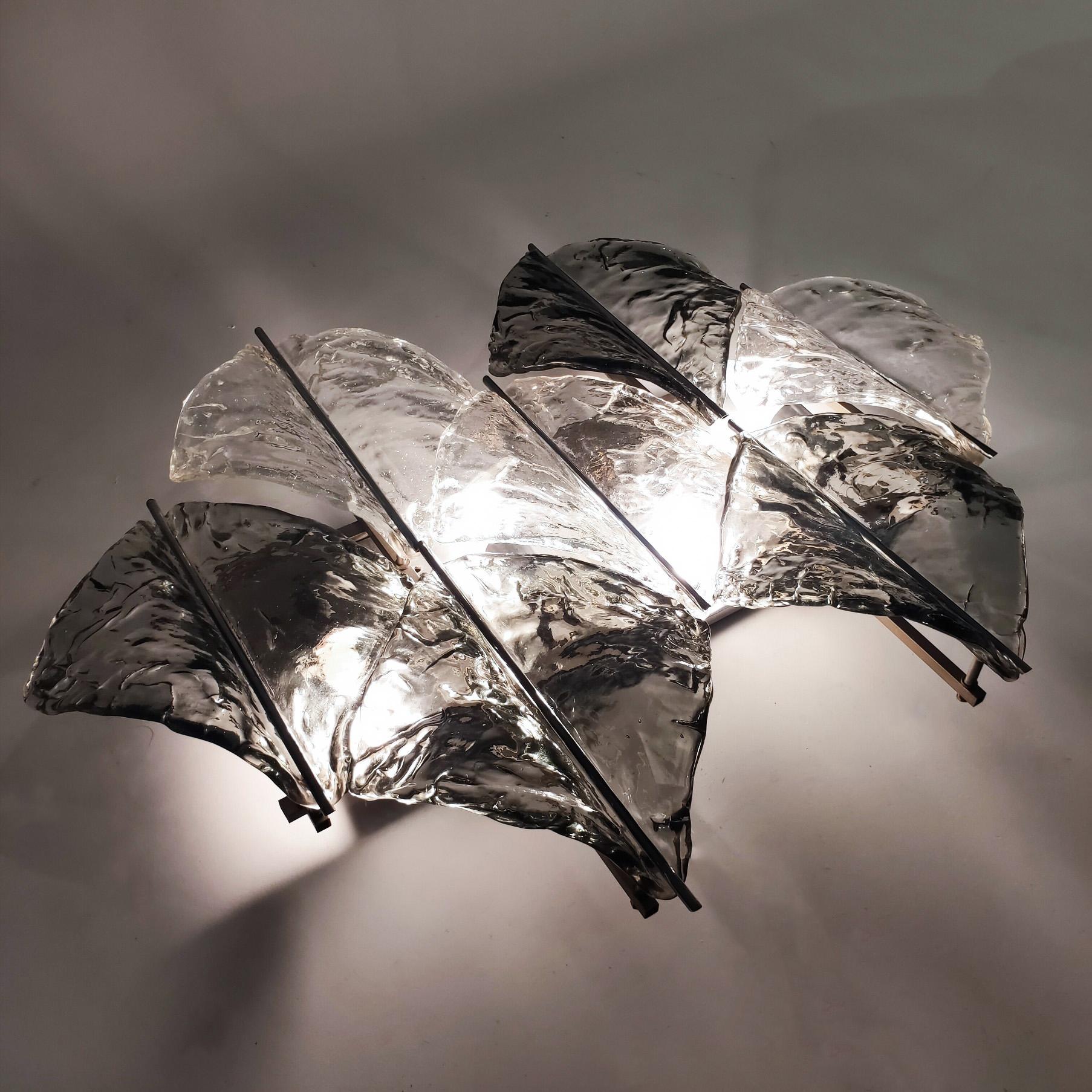 Zero Quattro, Milán. Enorme candelabro brutalista de cristal de Murano, Italia, años 70 Italiano en venta