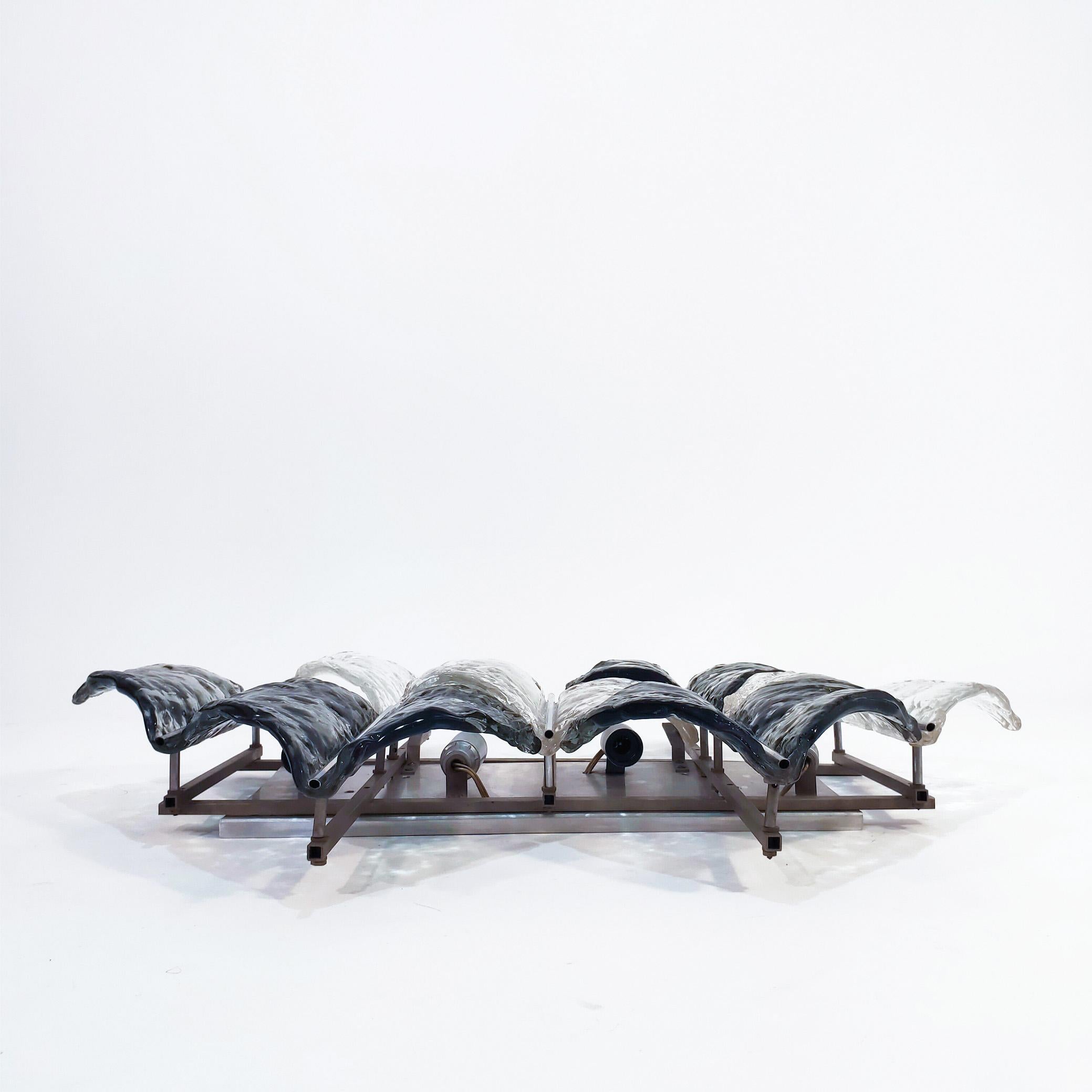 Zero Quattro, Milán. Enorme candelabro brutalista de cristal de Murano, Italia, años 70 en Bueno estado para la venta en SANT ADRIÀ DE BESÒS, ES