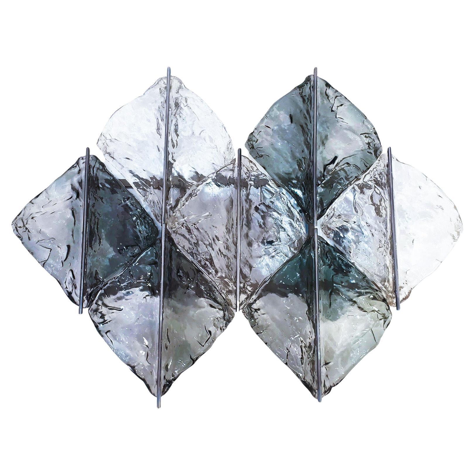 Zero Quattro, Milán. Enorme candelabro brutalista de cristal de Murano, Italia, años 70