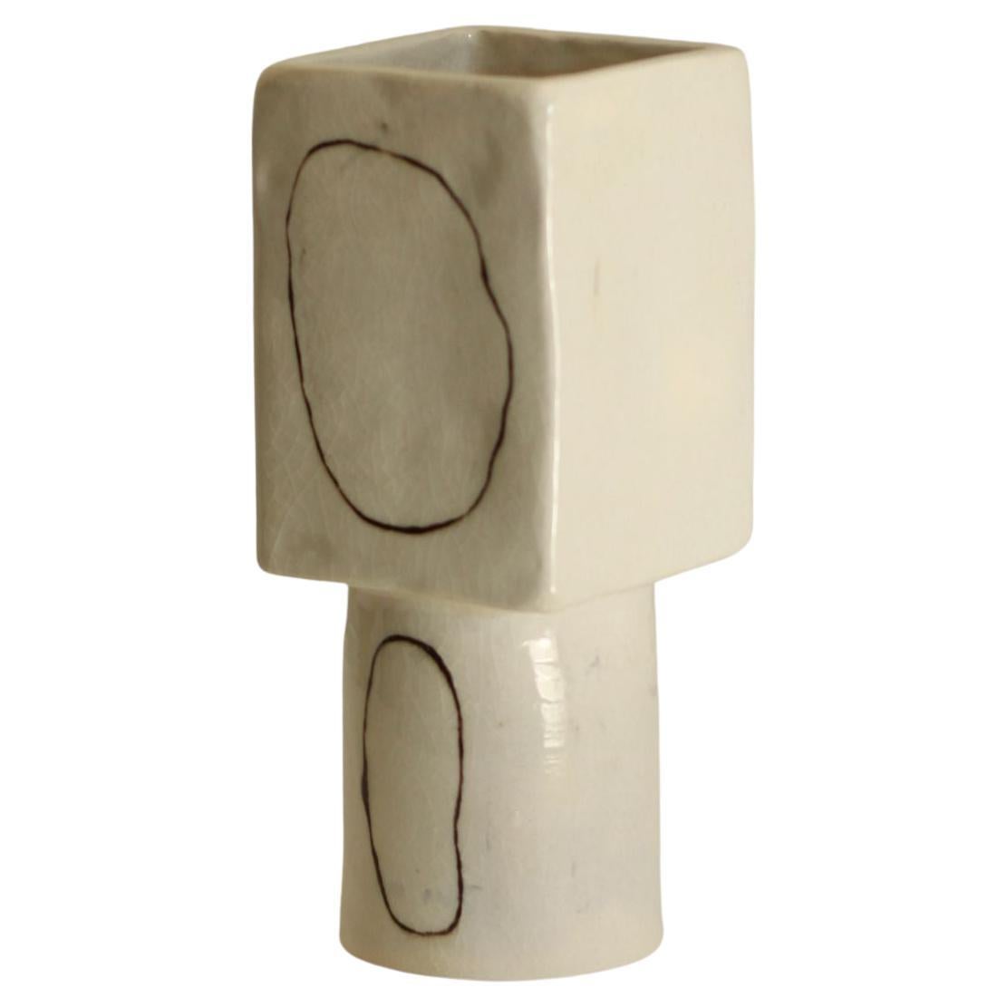 contemporary white ceramic vase inspired in Miró - ZERO serie - obj01, brazil  For Sale