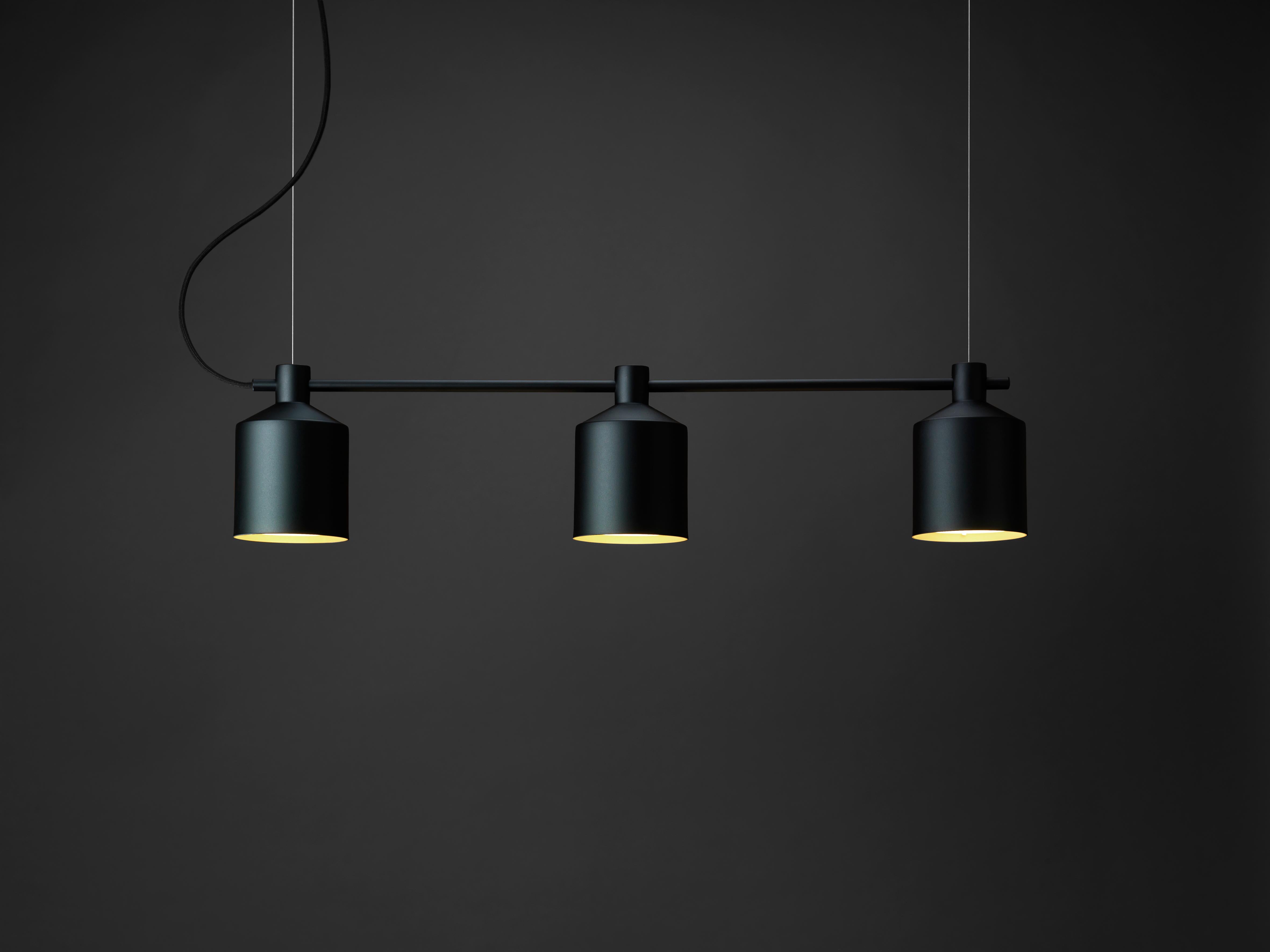 Swedish Zero Silo Trio LED Pendant in Black by Note Design Studio For Sale