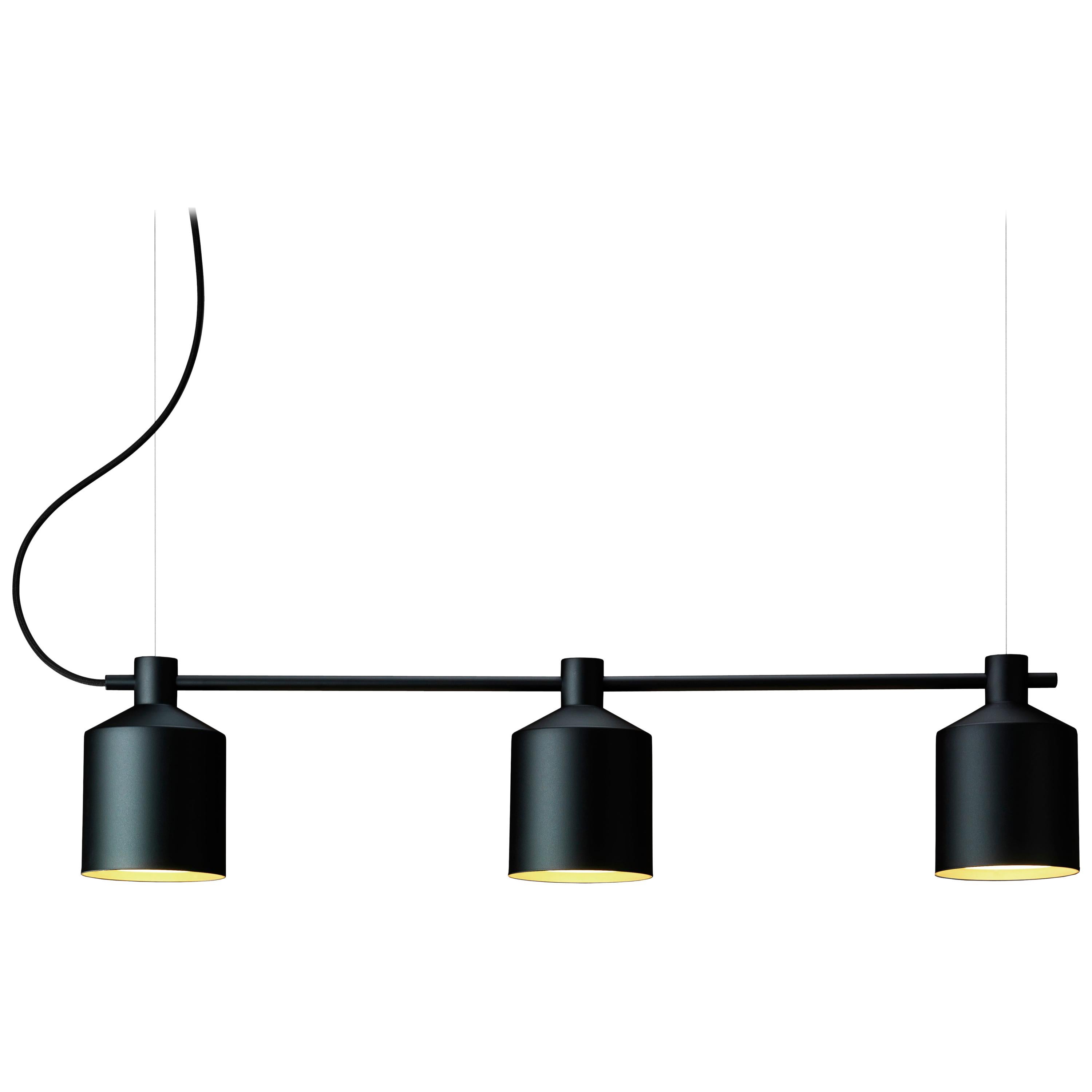 Zero Silo Trio LED Pendant in Black by Note Design Studio For Sale