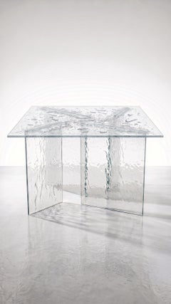 Zero Square Coffee Table in Epoxy Resin & Crystal Clear Glass by WeDO