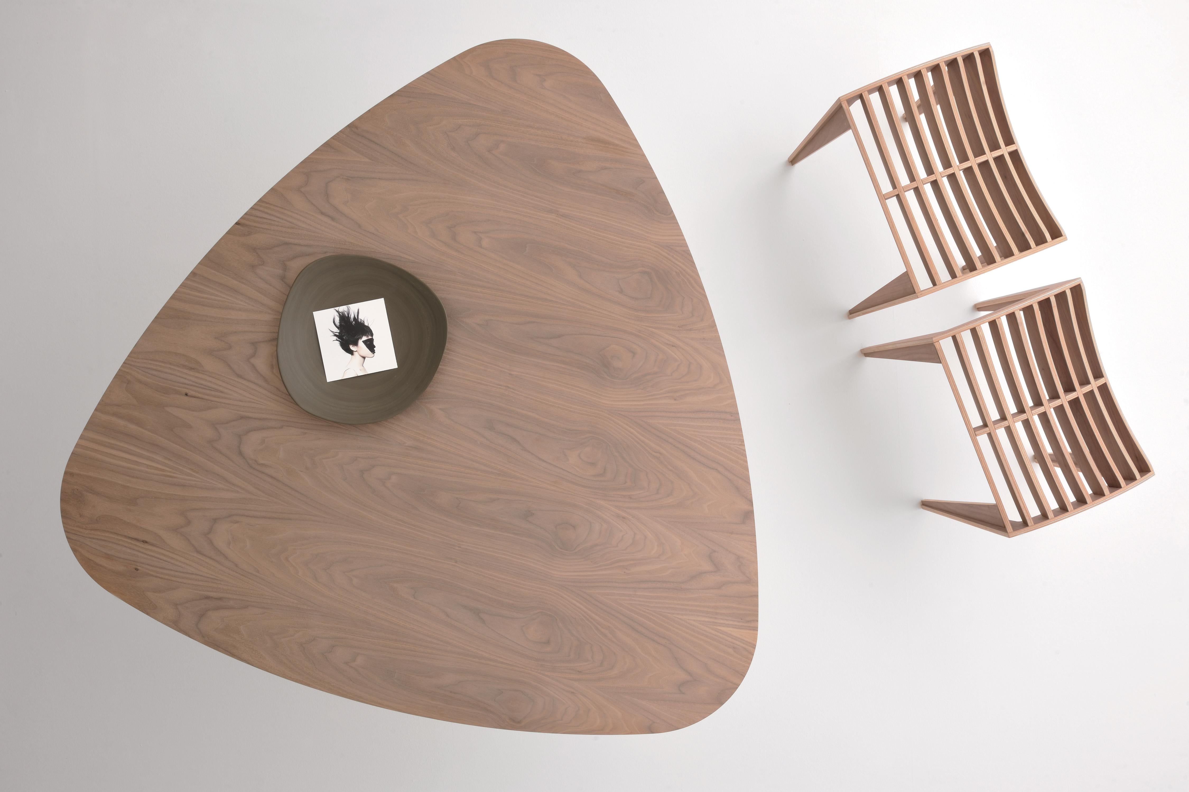 Turned Zero, Stool in Walnut Wood Designed by Franco Poli for Morelato