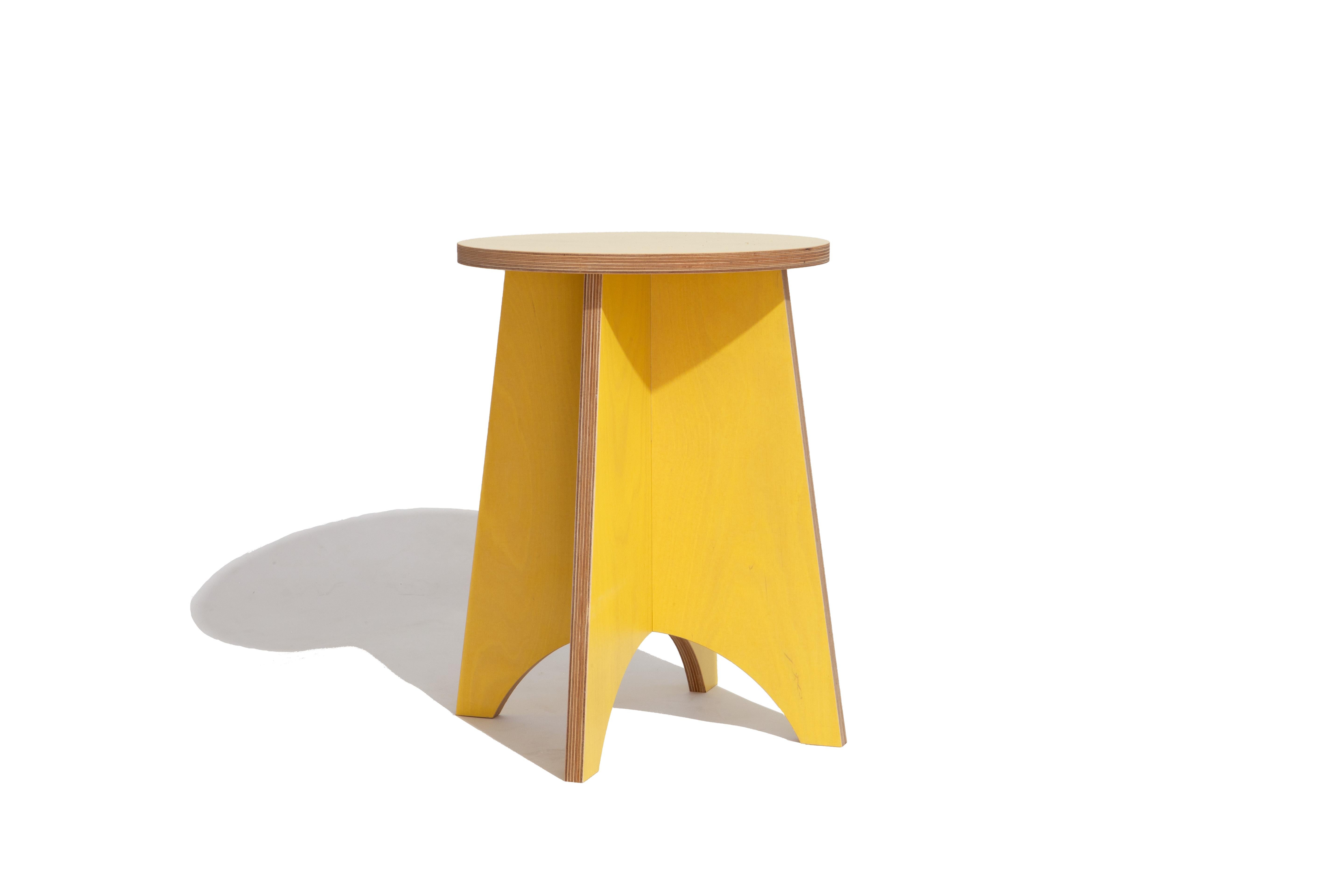 Contemporary Zero-Waste Plywood Upstate New York-Made Side Table or Stool For Sale
