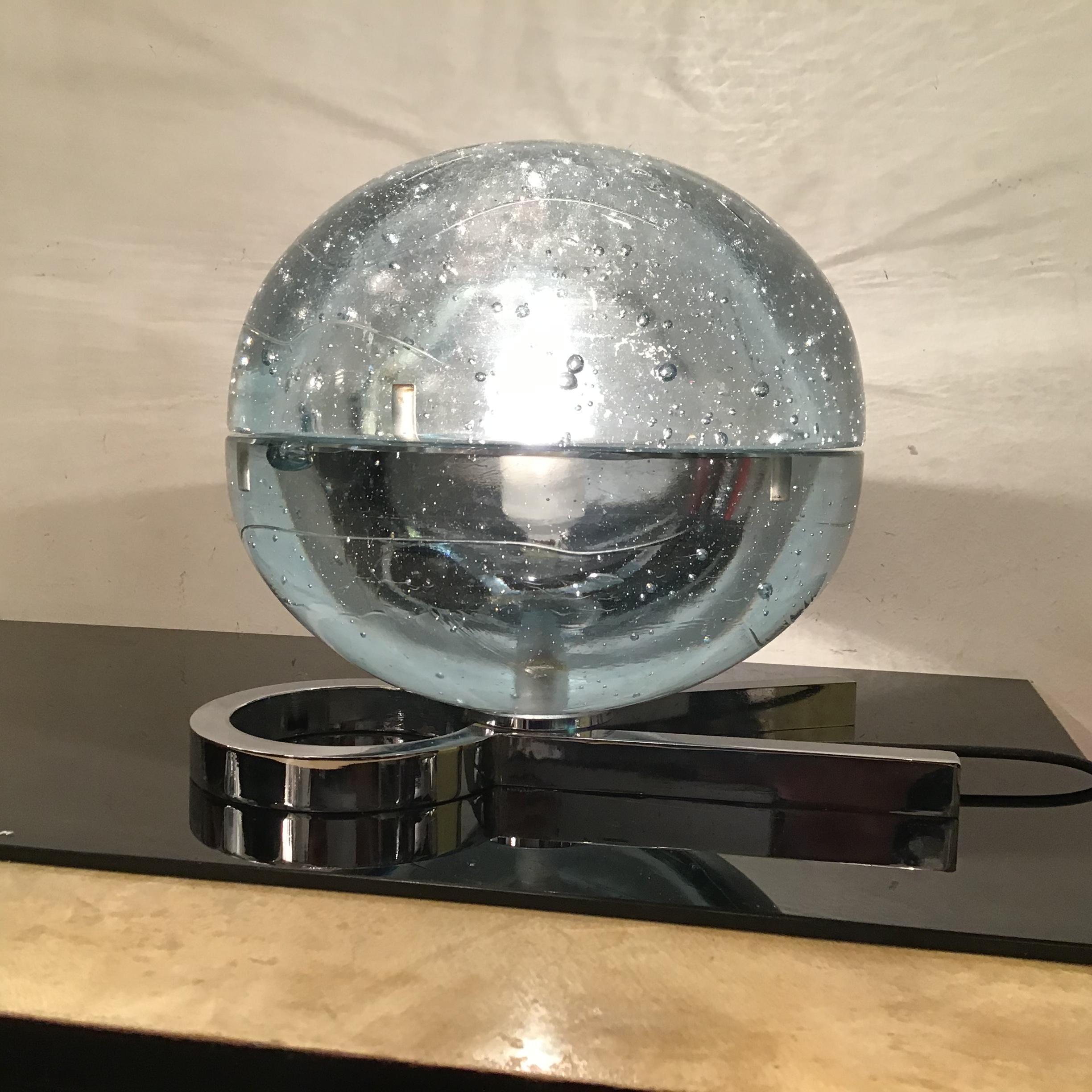 Lampe de bureau Zero4 en verre de Murano métallique Crome 1965, Italie en vente 7