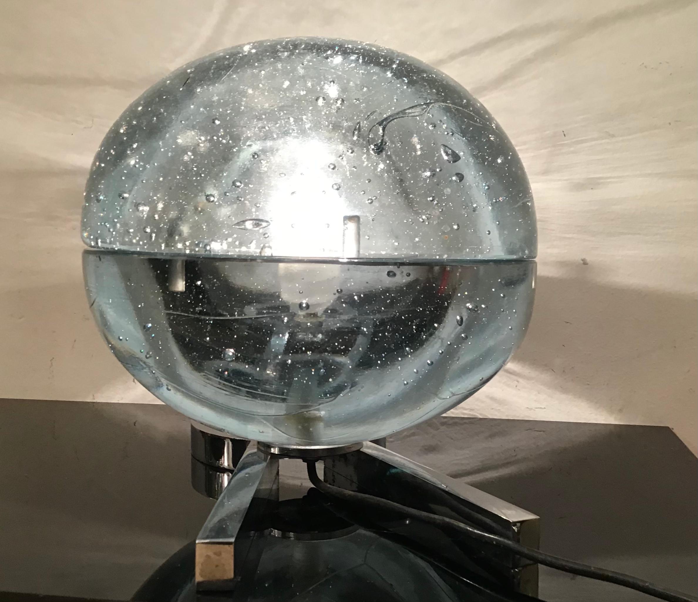 Lampe de bureau Zero4 en verre de Murano métallique Crome 1965, Italie en vente 9