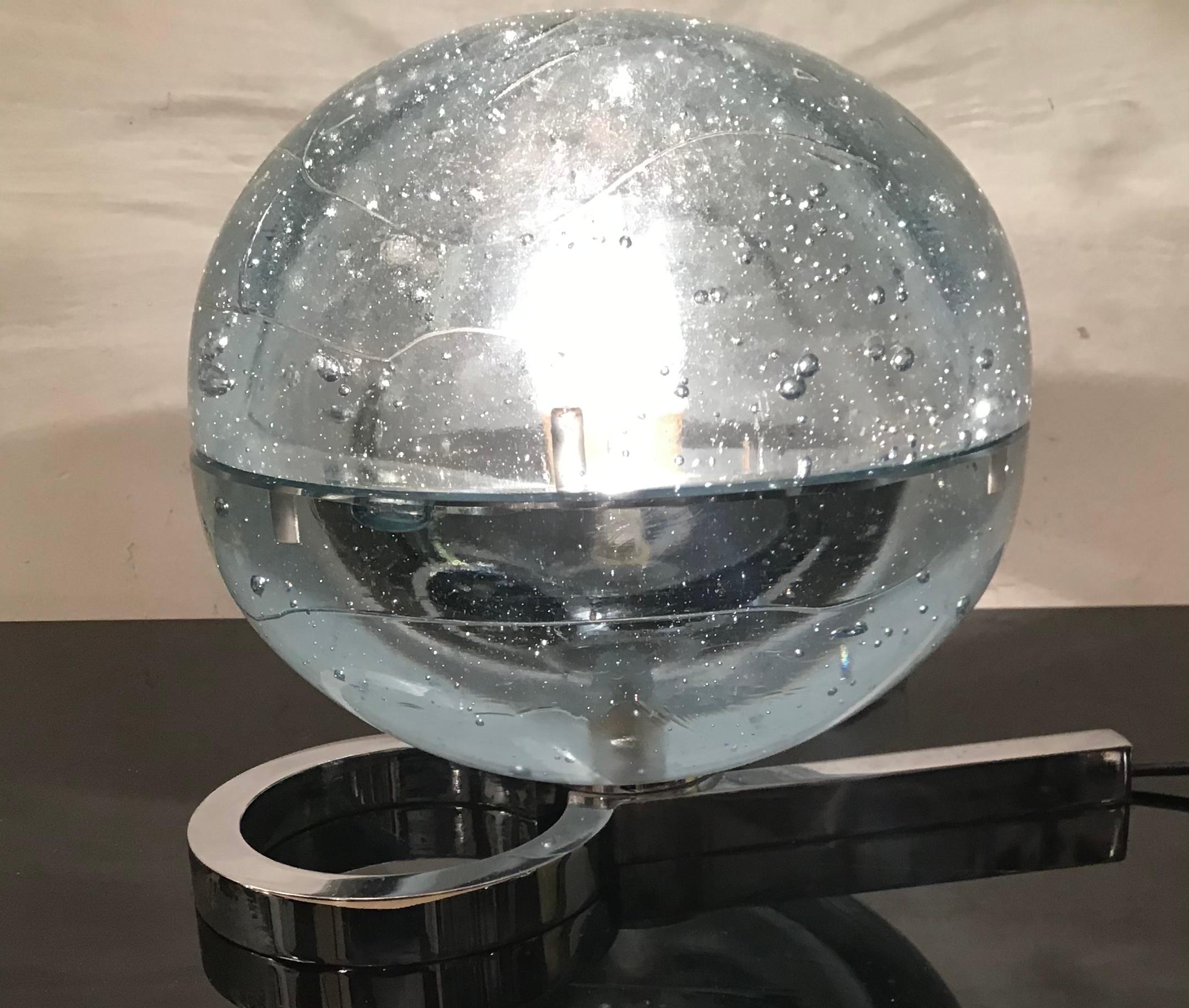 Autre Lampe de bureau Zero4 en verre de Murano métallique Crome 1965, Italie en vente