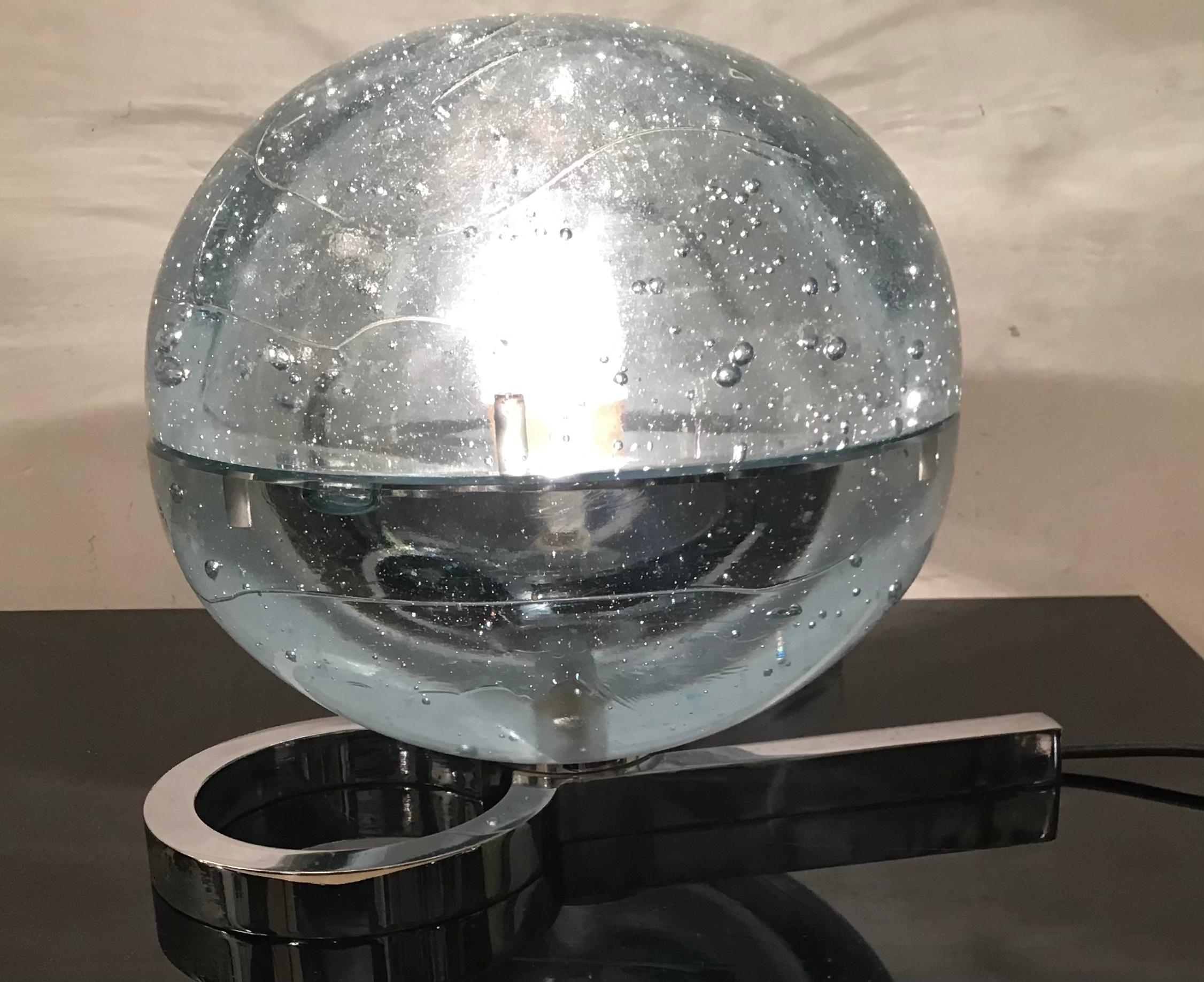 italien Lampe de bureau Zero4 en verre de Murano métallique Crome 1965, Italie en vente