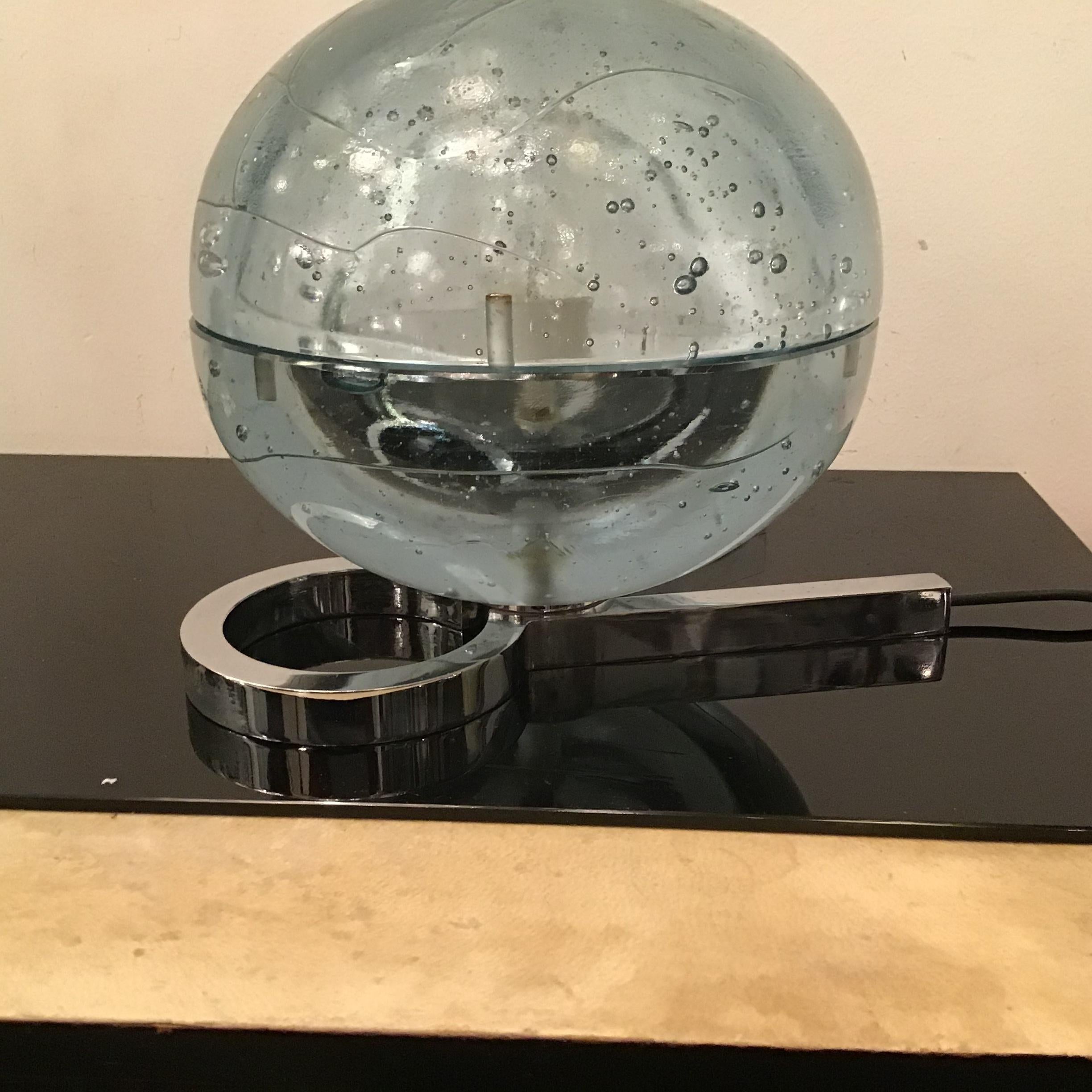 Zero4 Table Lamp Murano Glass Metal Crome 1965 Italy In Excellent Condition For Sale In Milano, IT